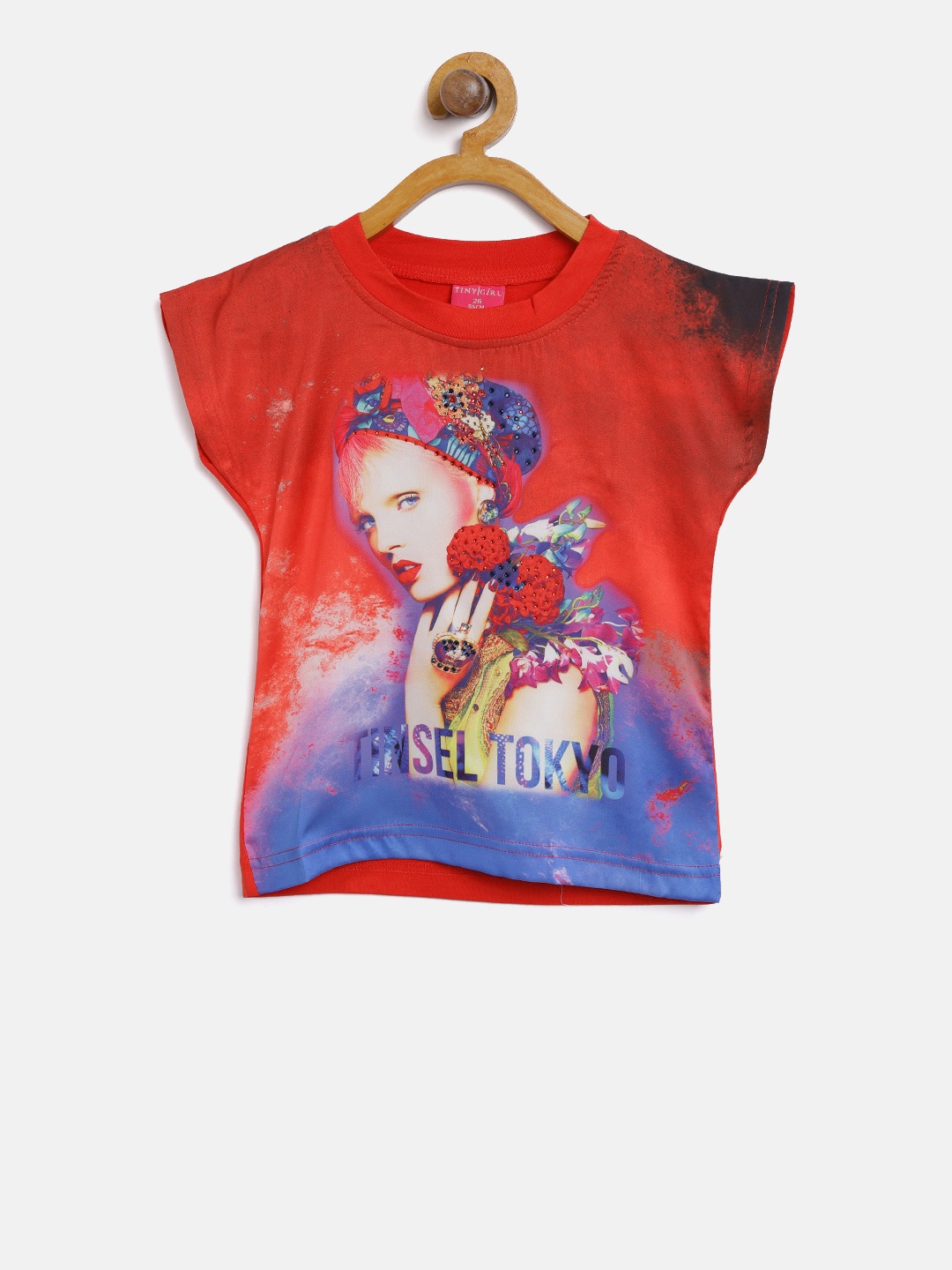 

Tiny Girl Red & Blue Printed Top