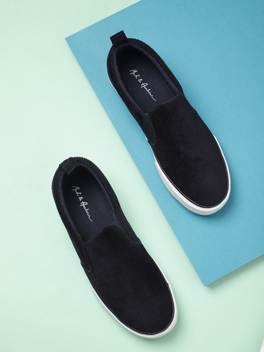 

Mast & Harbour Men Navy Blue Slip-On Sneakers