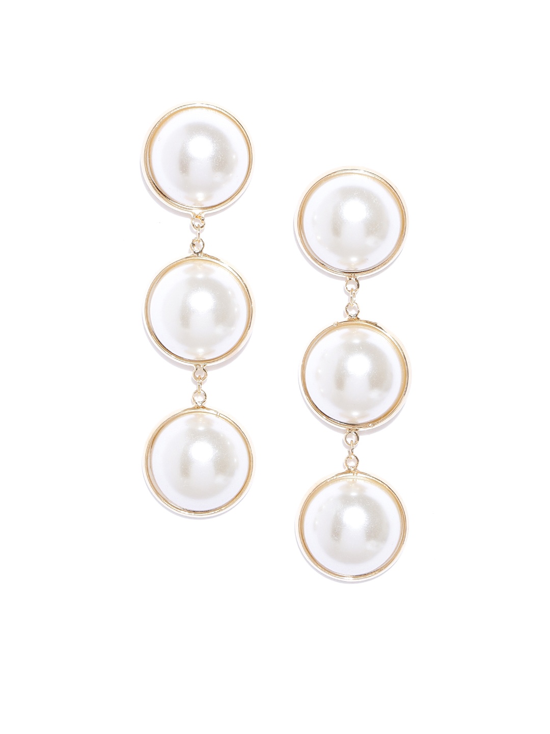 

Jewels Galaxy Off-White Gold-Plated Handcrafted Circular Drop Earrings