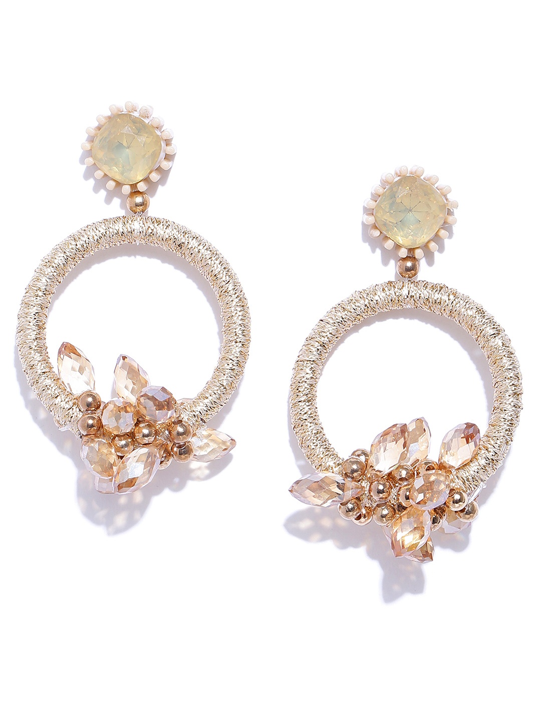

Jewels Galaxy Gold-Toned & Beige Handcrafted Contemporary Drop Earrings