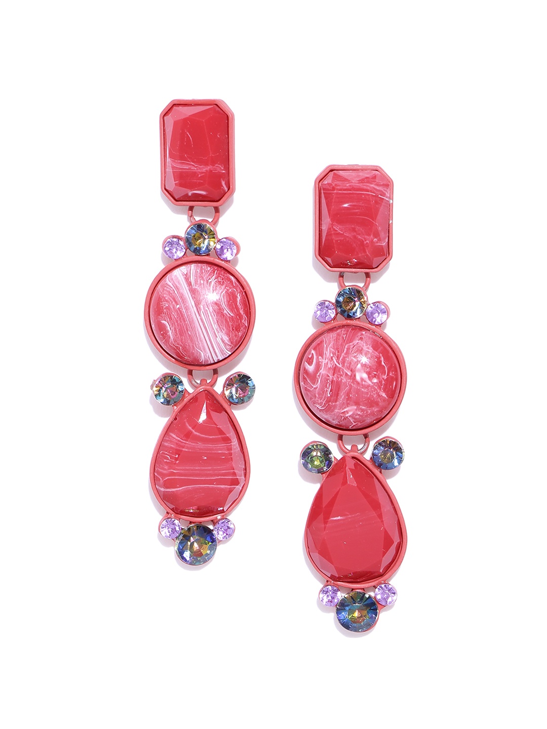 

Jewels Galaxy Red Handcrafted Geometric Drop Earrings