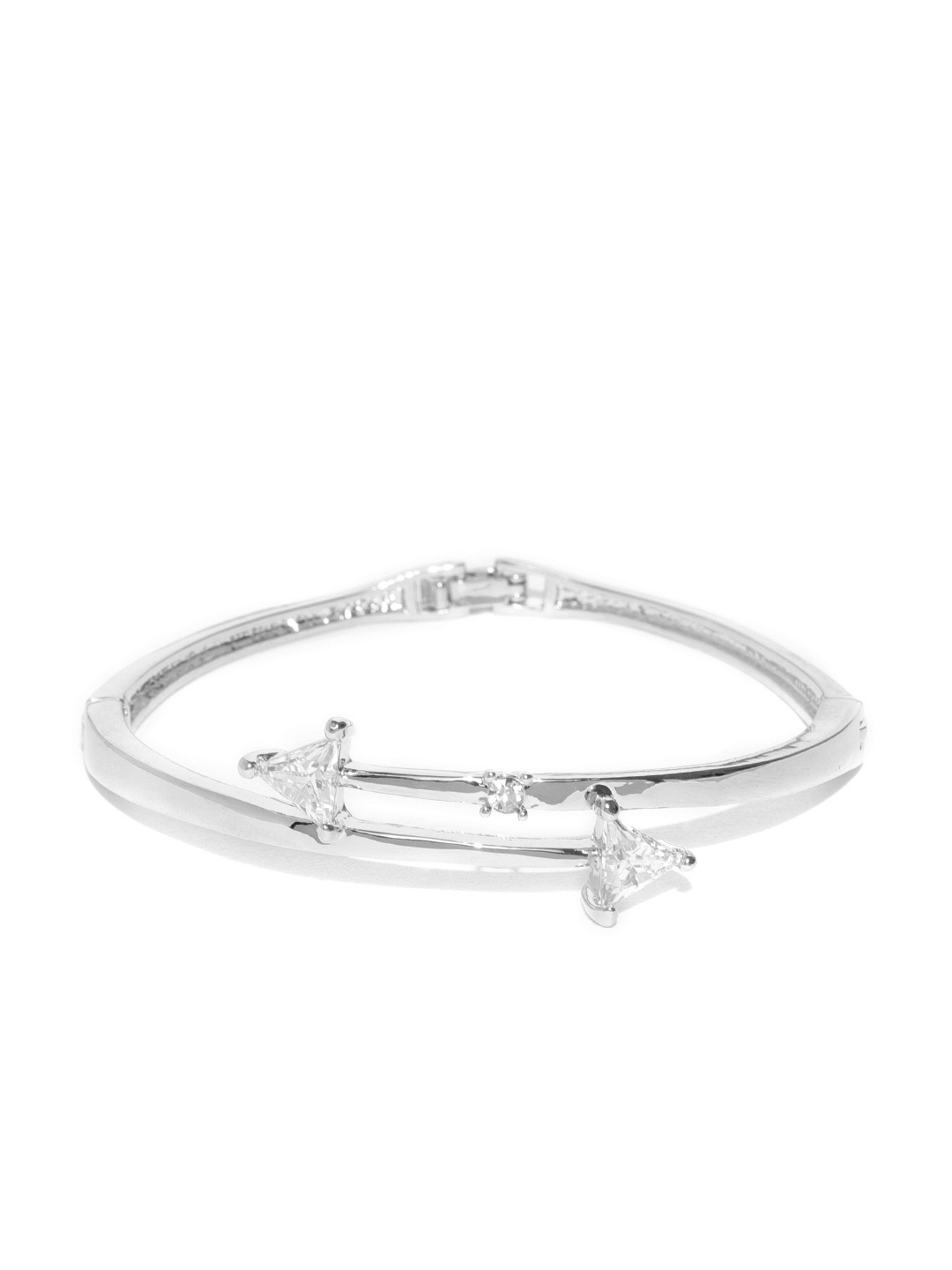

Jewels Galaxy Silver-Plated Stone-Studded Handcrafted Bangle-Style Bracelet