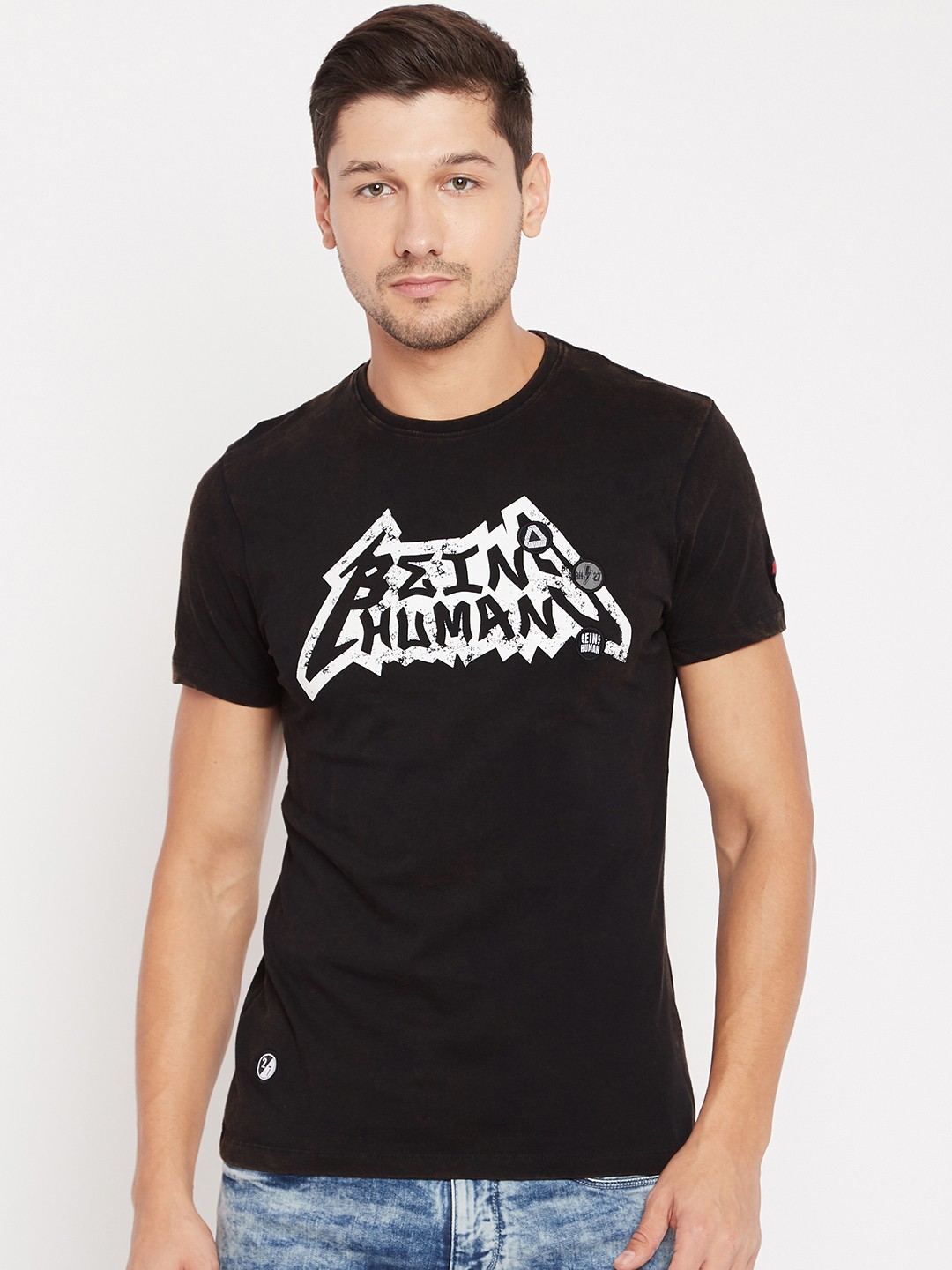 

Being Human Men Black Printed Round Neck T-shirt