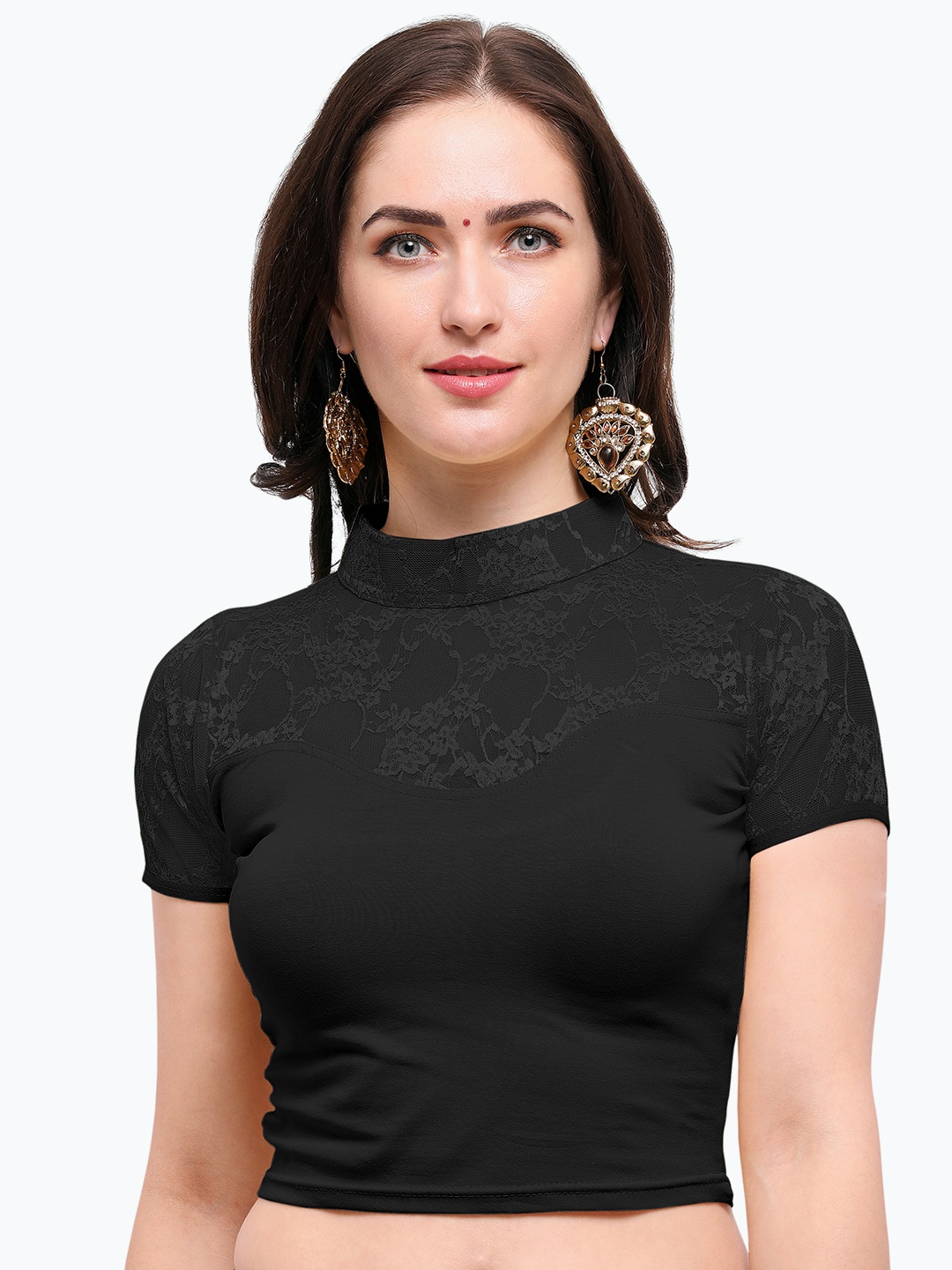 

Janasya Women Black Solid Saree Blouse