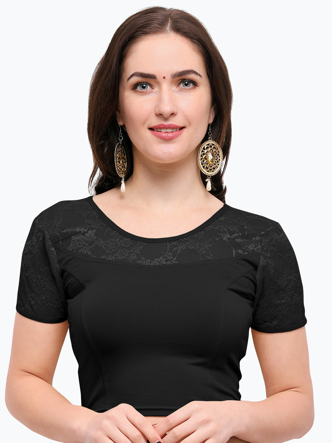 

Janasya Black Solid Saree Blouse