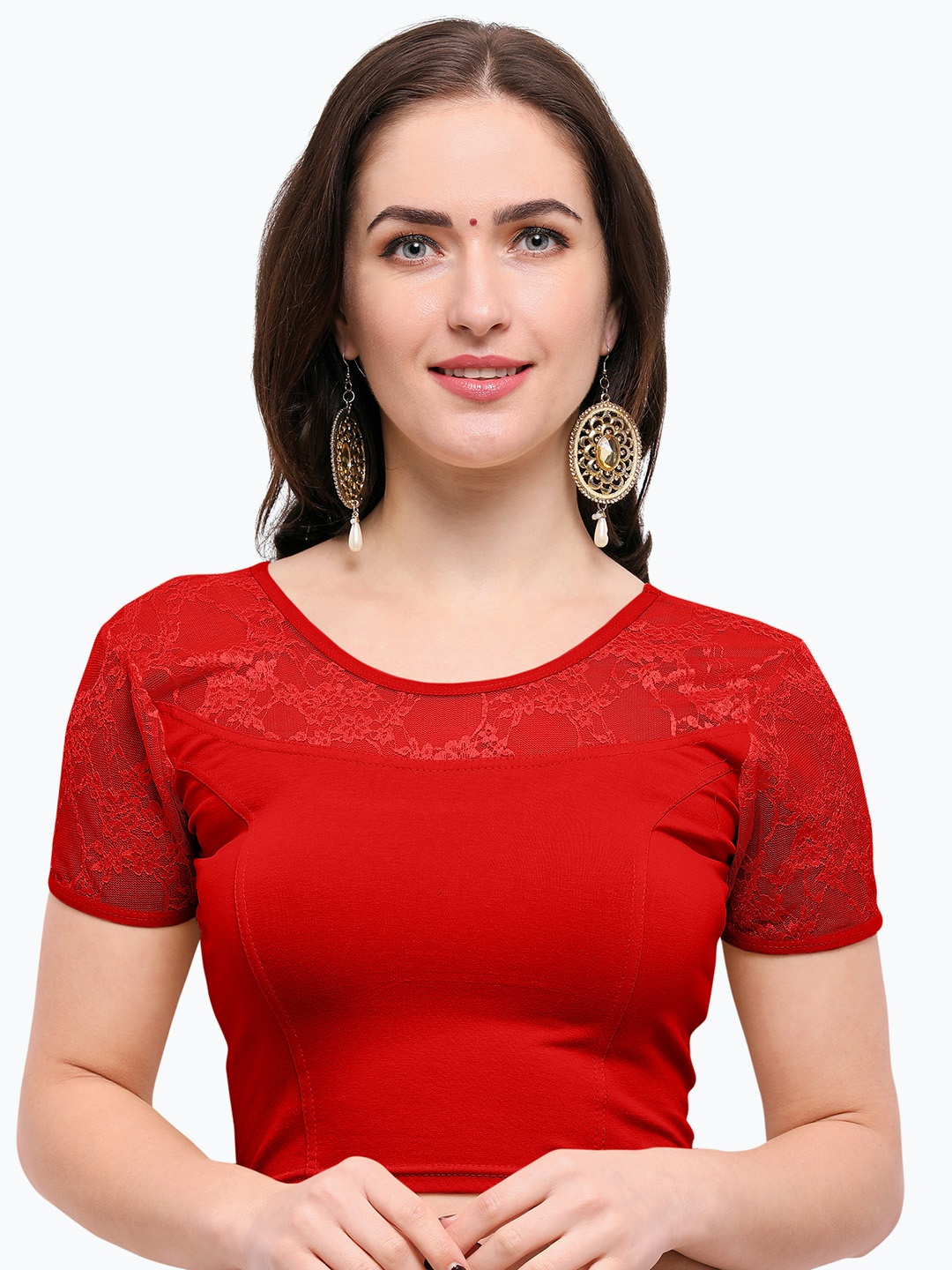 

Janasya Red Solid Saree Blouse