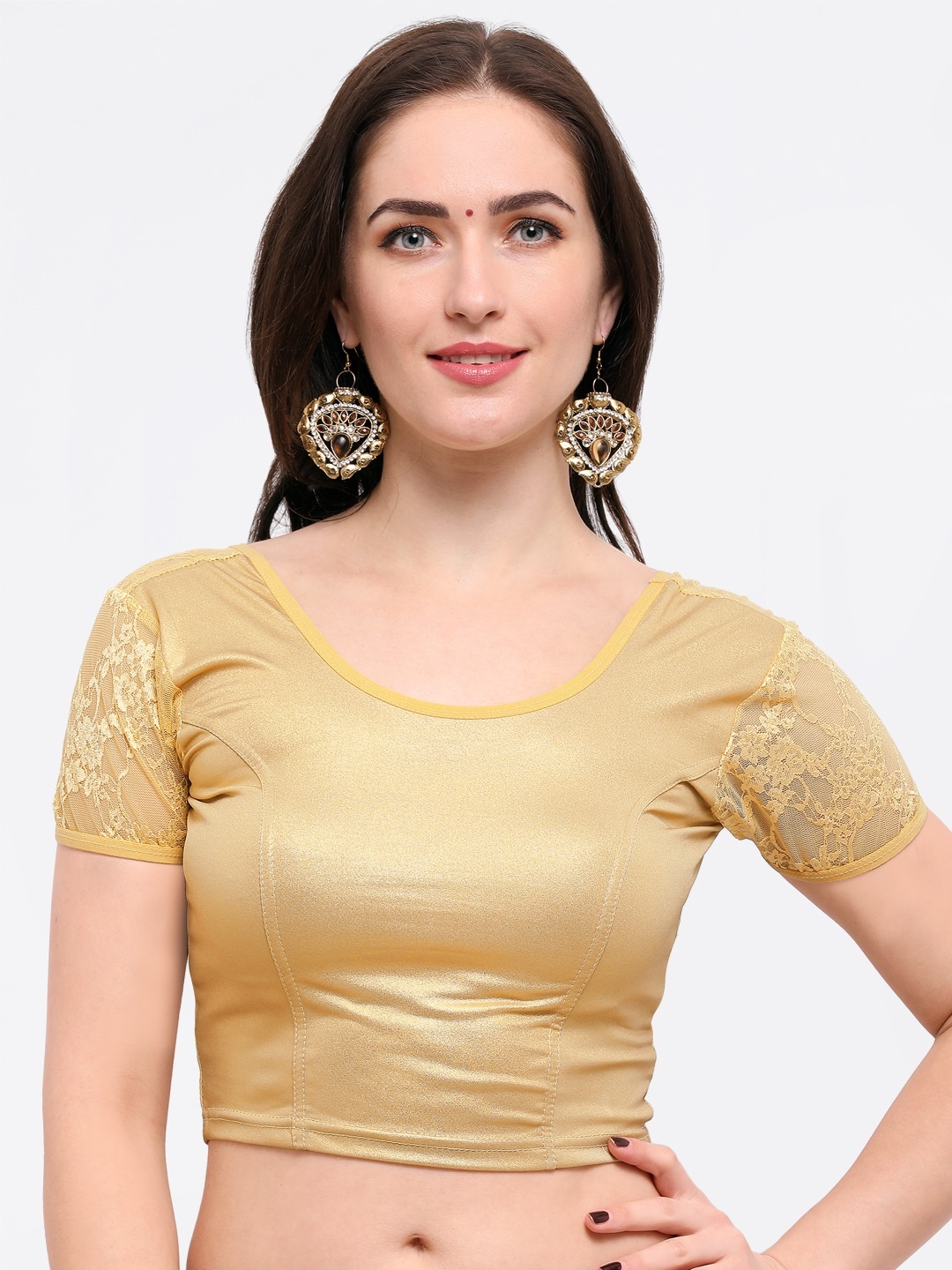 

Janasya Beige Solid Saree Blouse