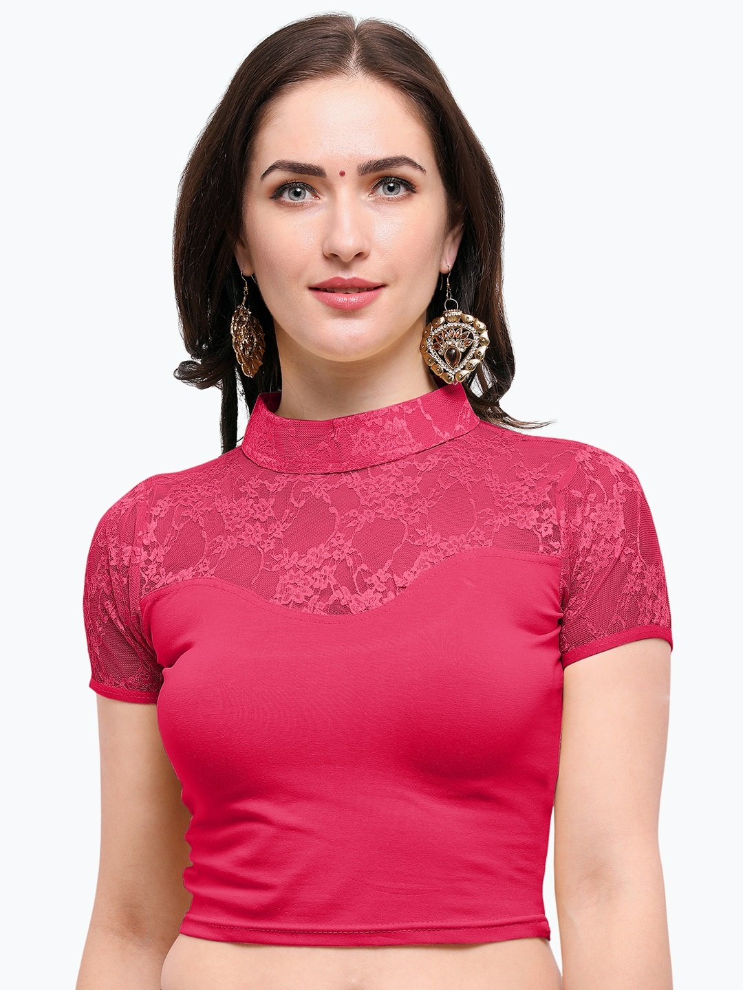 

Janasya Pink Solid Saree Blouse