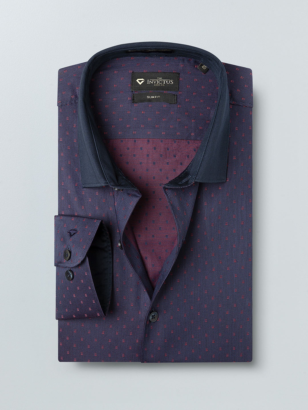 

INVICTUS Men Maroon Slim Fit Self Design Formal Shirt