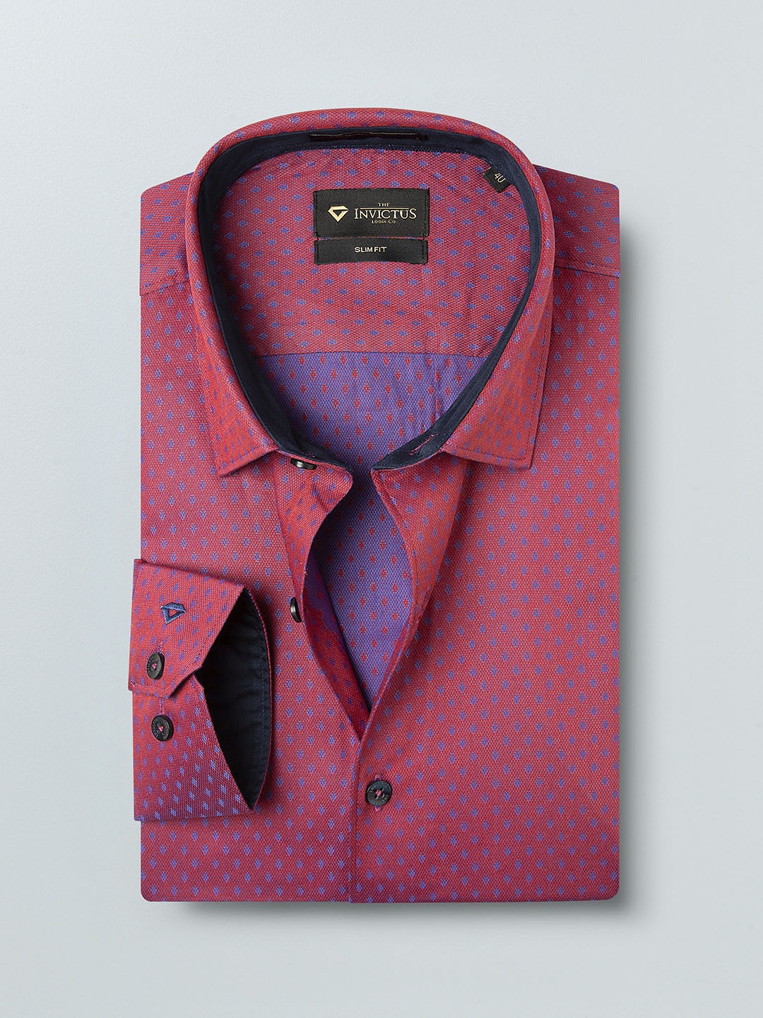 

INVICTUS Men Red Slim Fit Self Design Semiformal Shirt