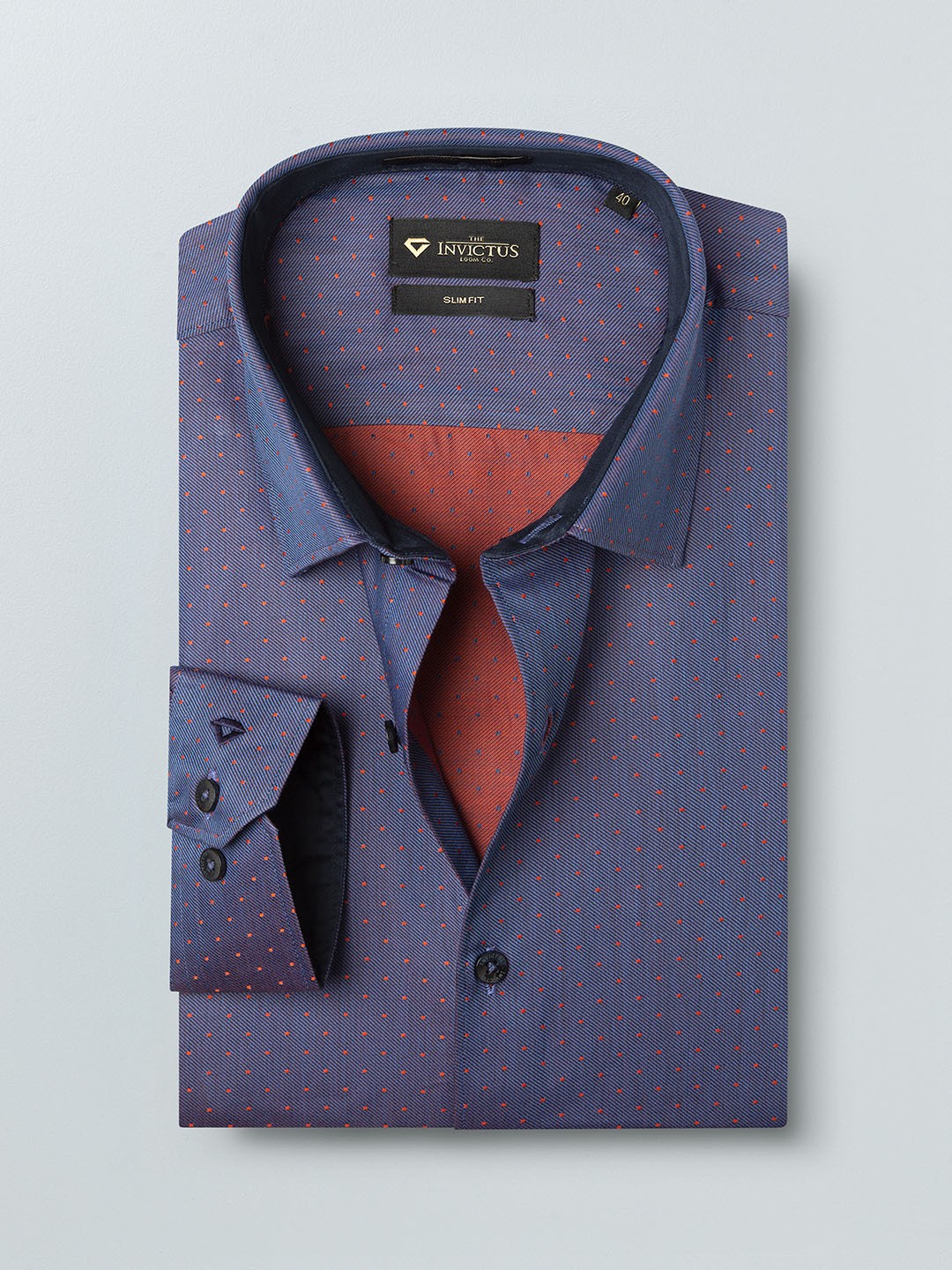 

INVICTUS Men Navy Blue Slim Fit Self Design Semiformal Shirt