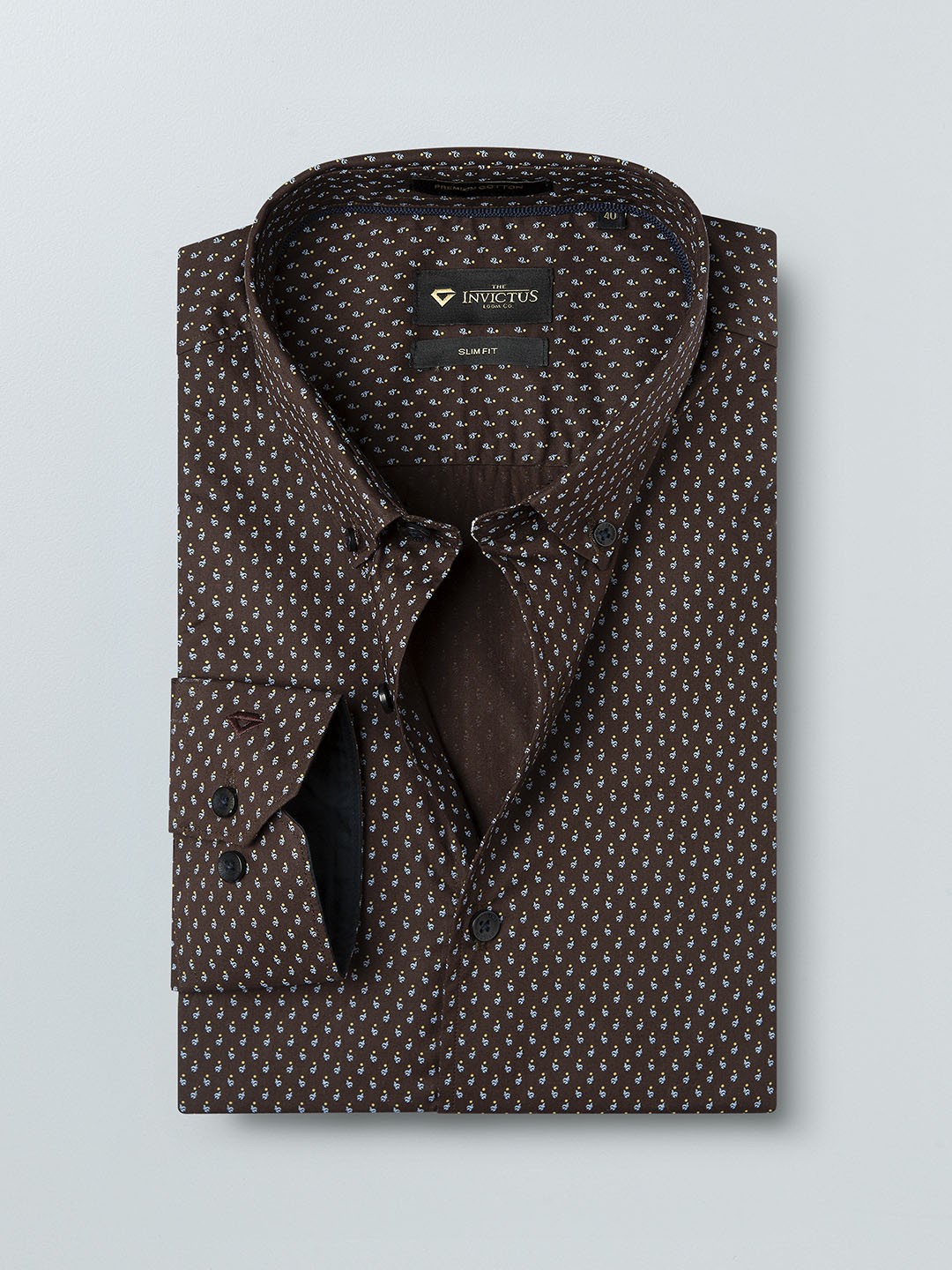 

INVICTUS Men Brown Slim Fit Printed Semiformal Shirt