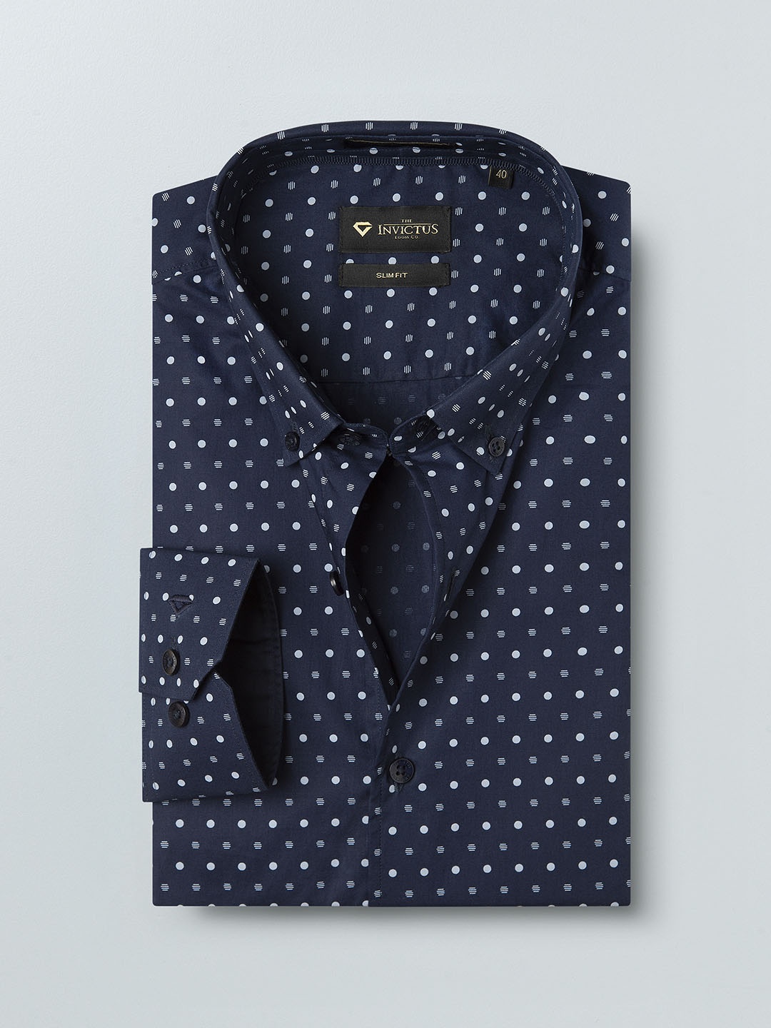 

INVICTUS Men Navy Slim Fit Printed Semiformal Shirt, Navy blue