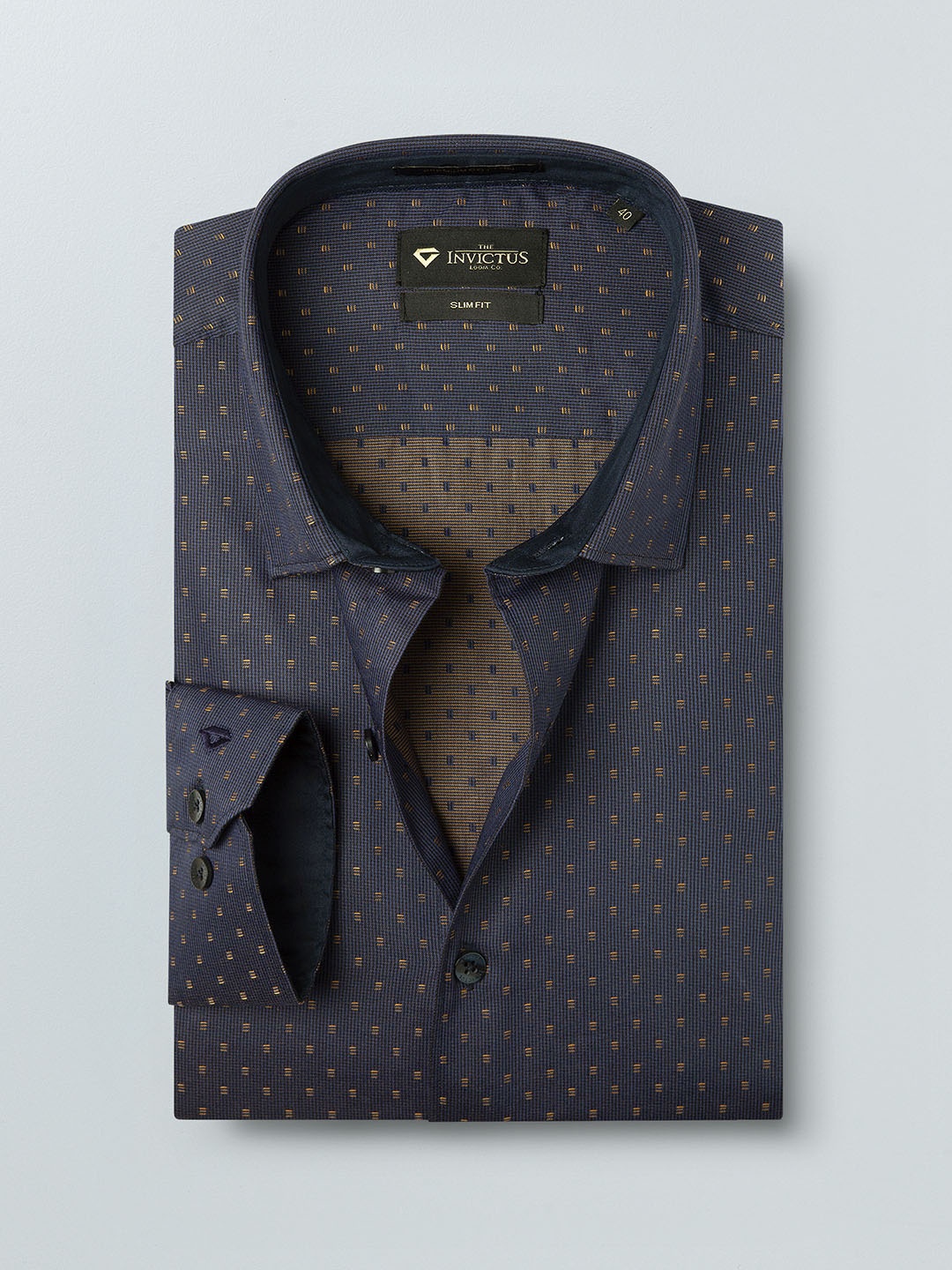 

INVICTUS Men Navy Blue Slim Fit Self Design Semiformal Shirt