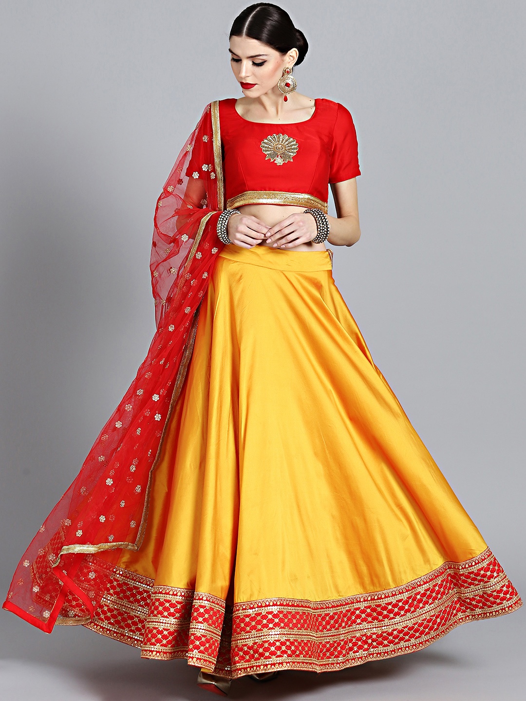 

Ethnovog Red Yellow Made to Measure Lehenga Choli