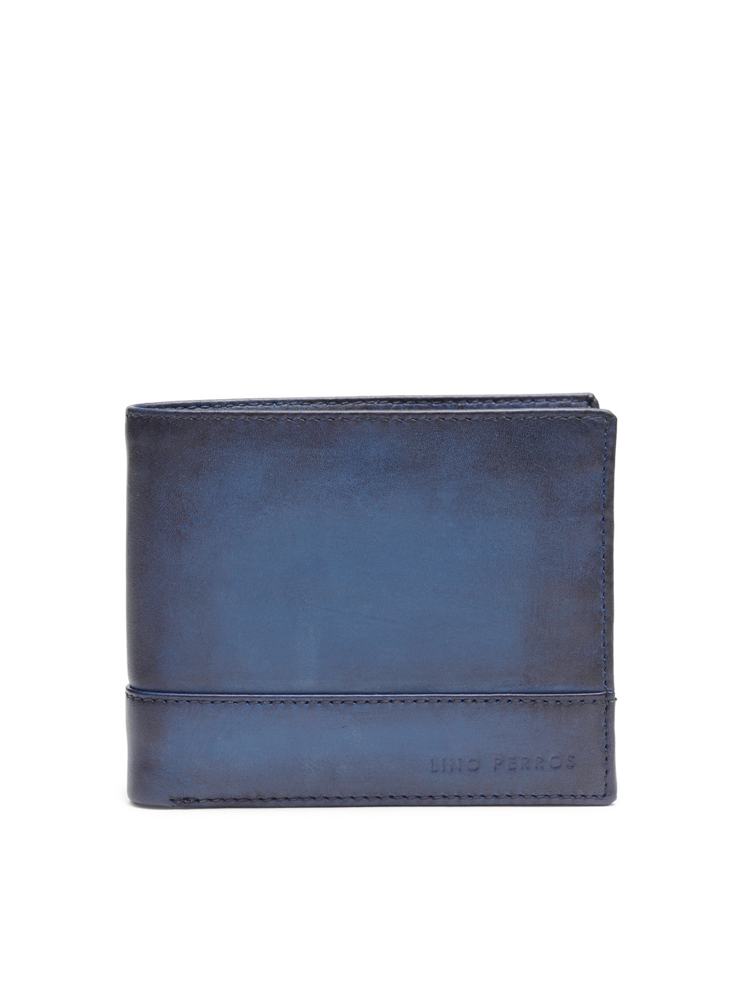 

Lino Perros Men Blue Solid Leather Two Fold Wallet