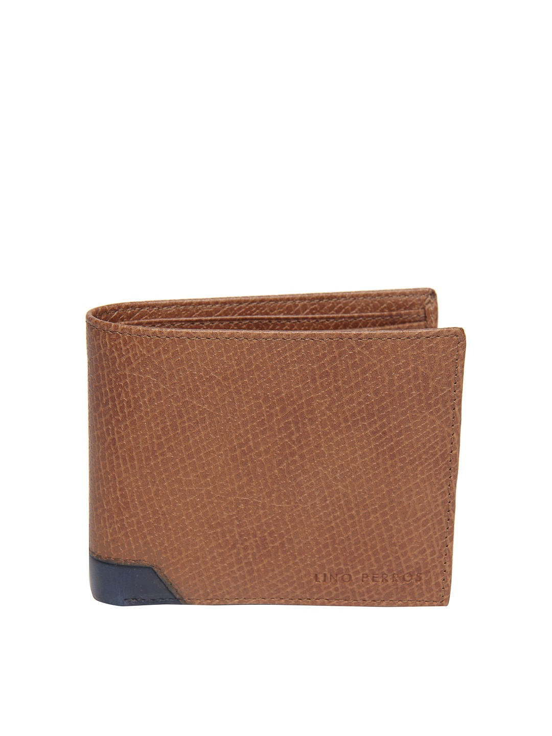 

Lino Perros Men Brown Leather Textured Two Fold Wallet