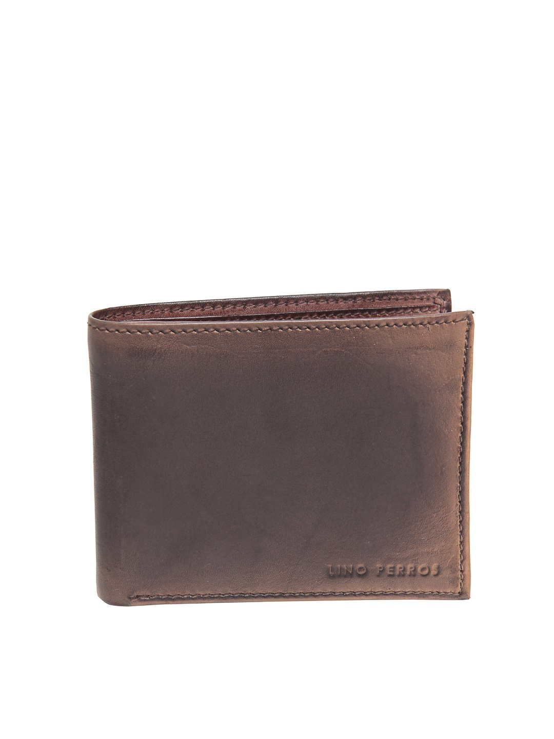 

Lino Perros Men Brown Leather Solid Two Fold Wallet