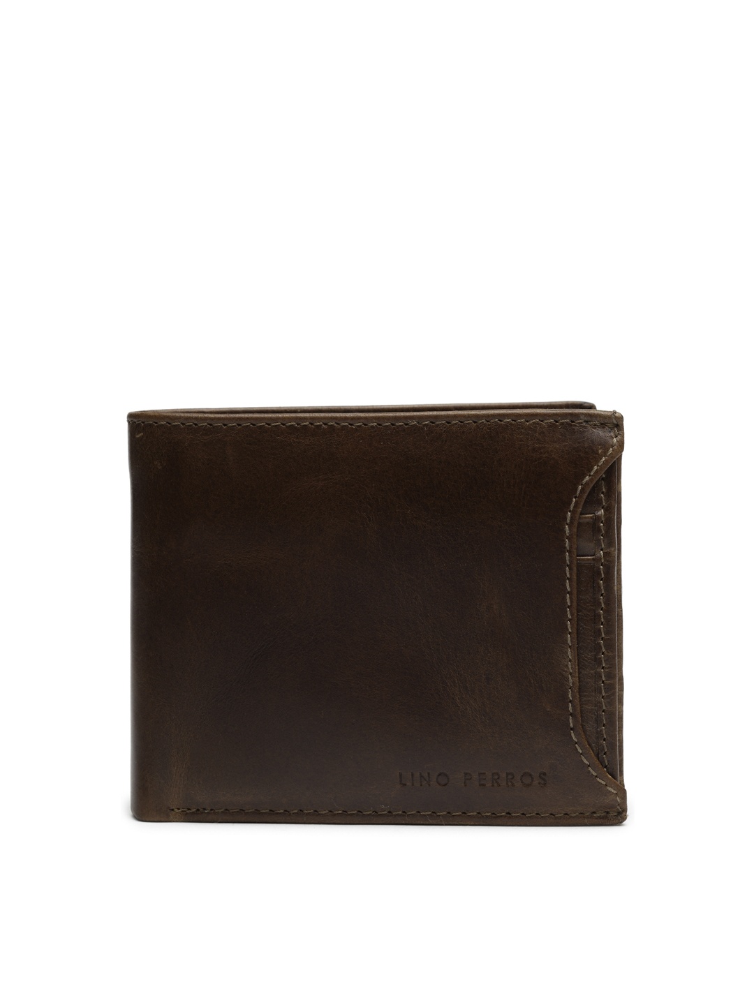 

Lino Perros Men Brown Solid Leather Two Fold Wallet