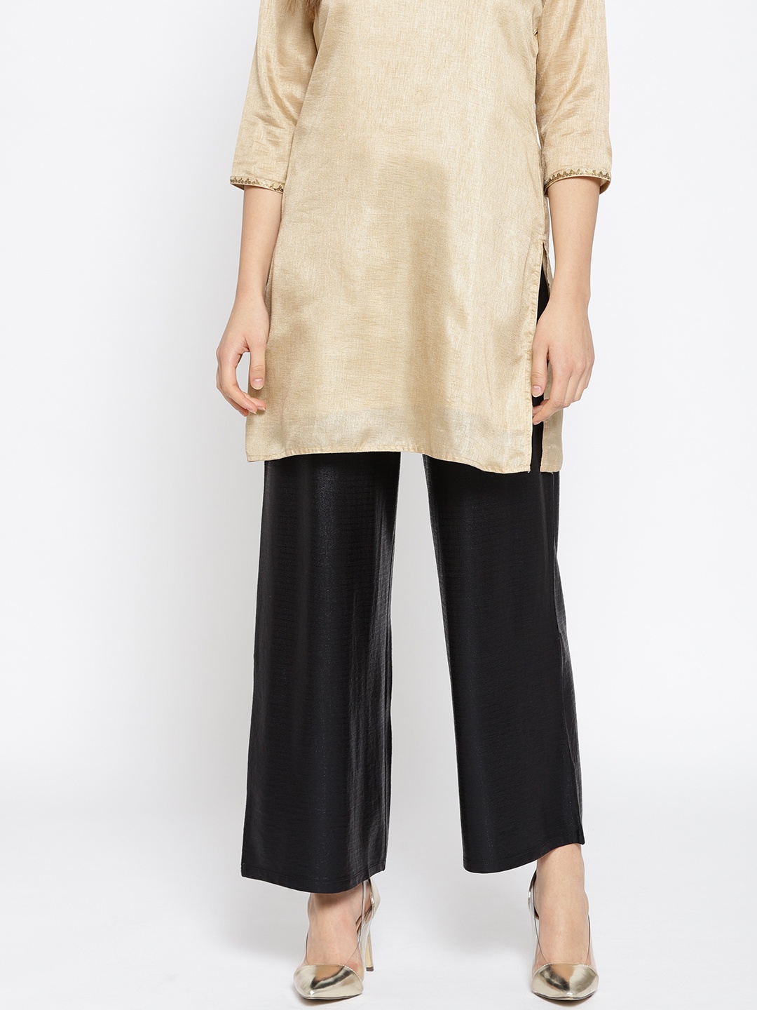 

AURELIA Women Black Wide Leg Solid Palazzos