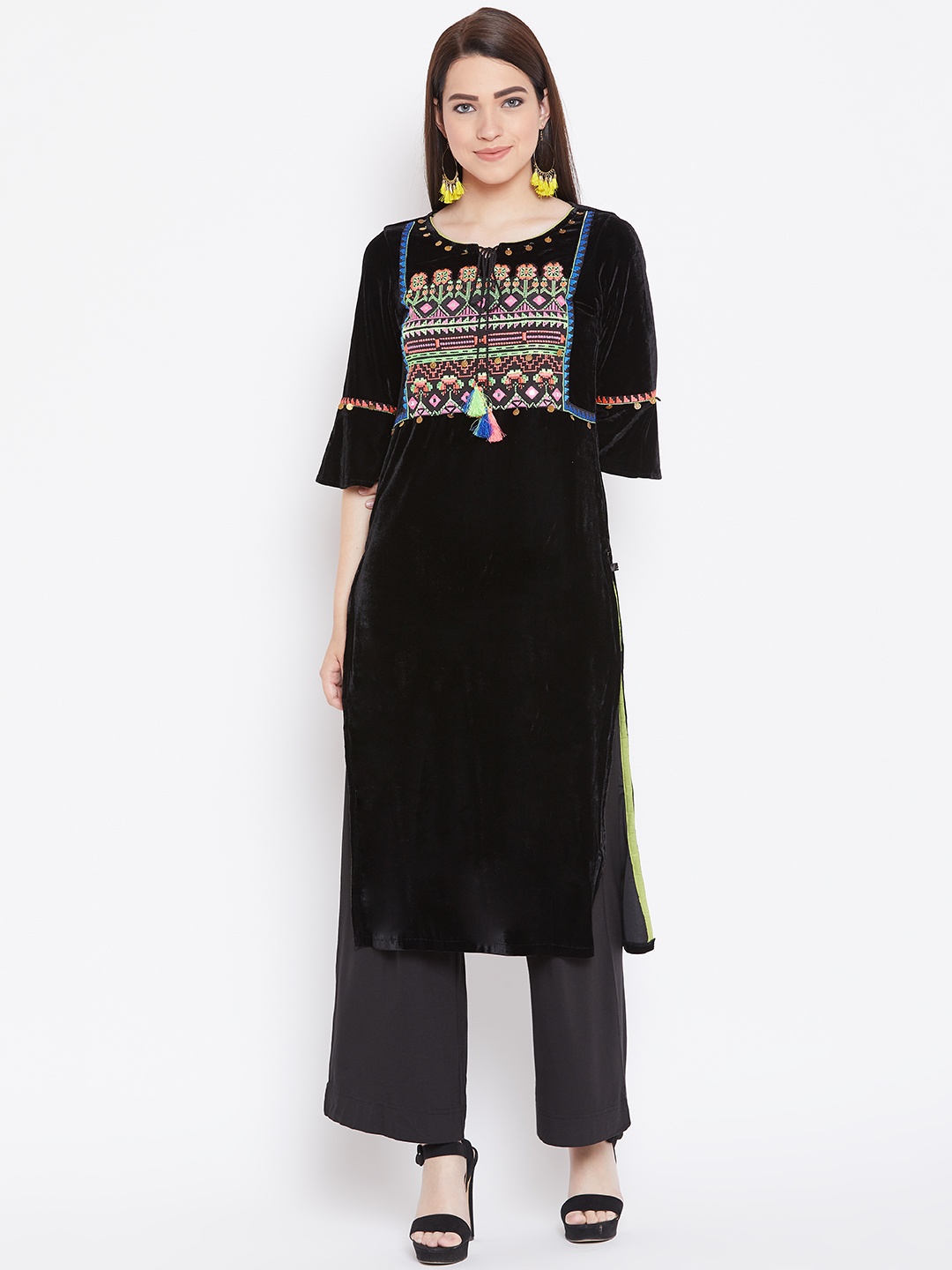 

AURELIA Women Black Yoke Design Kurta with Palazzos
