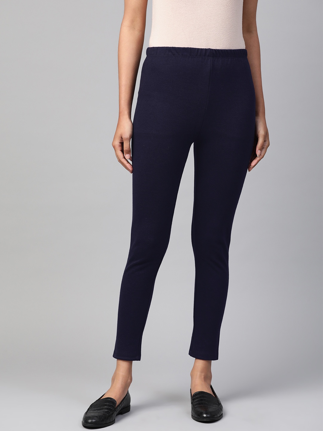 

Aurelia Women Navy Blue Solid Ankle-Length Winter Leggings