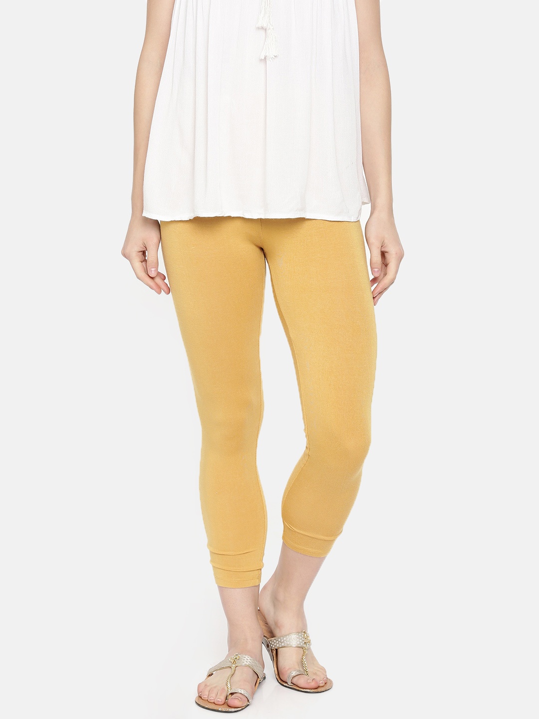 

AURELIA Women Beige Solid Ankle-Length Leggings