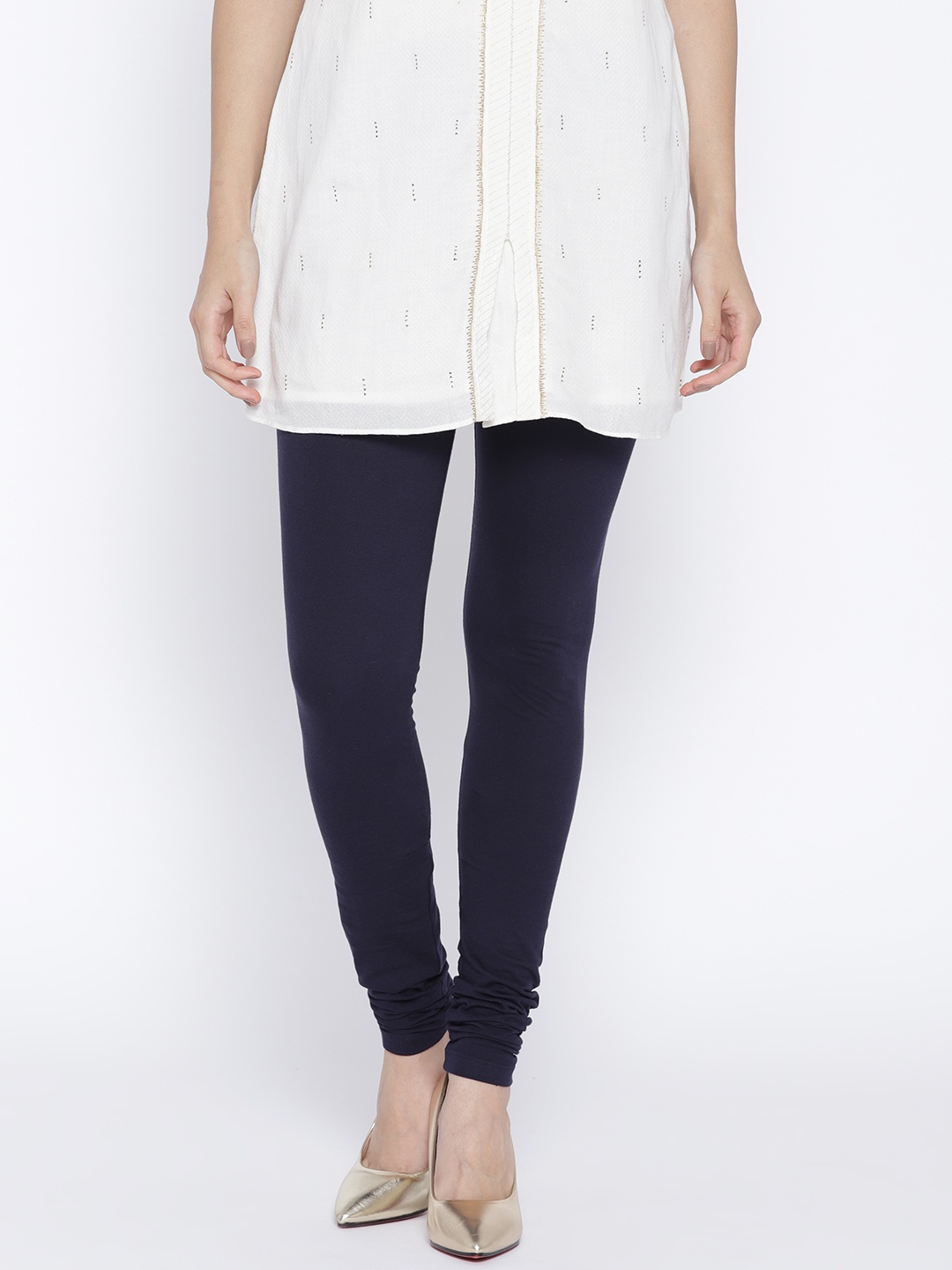 

AURELIA Navy Blue Churidar Leggings