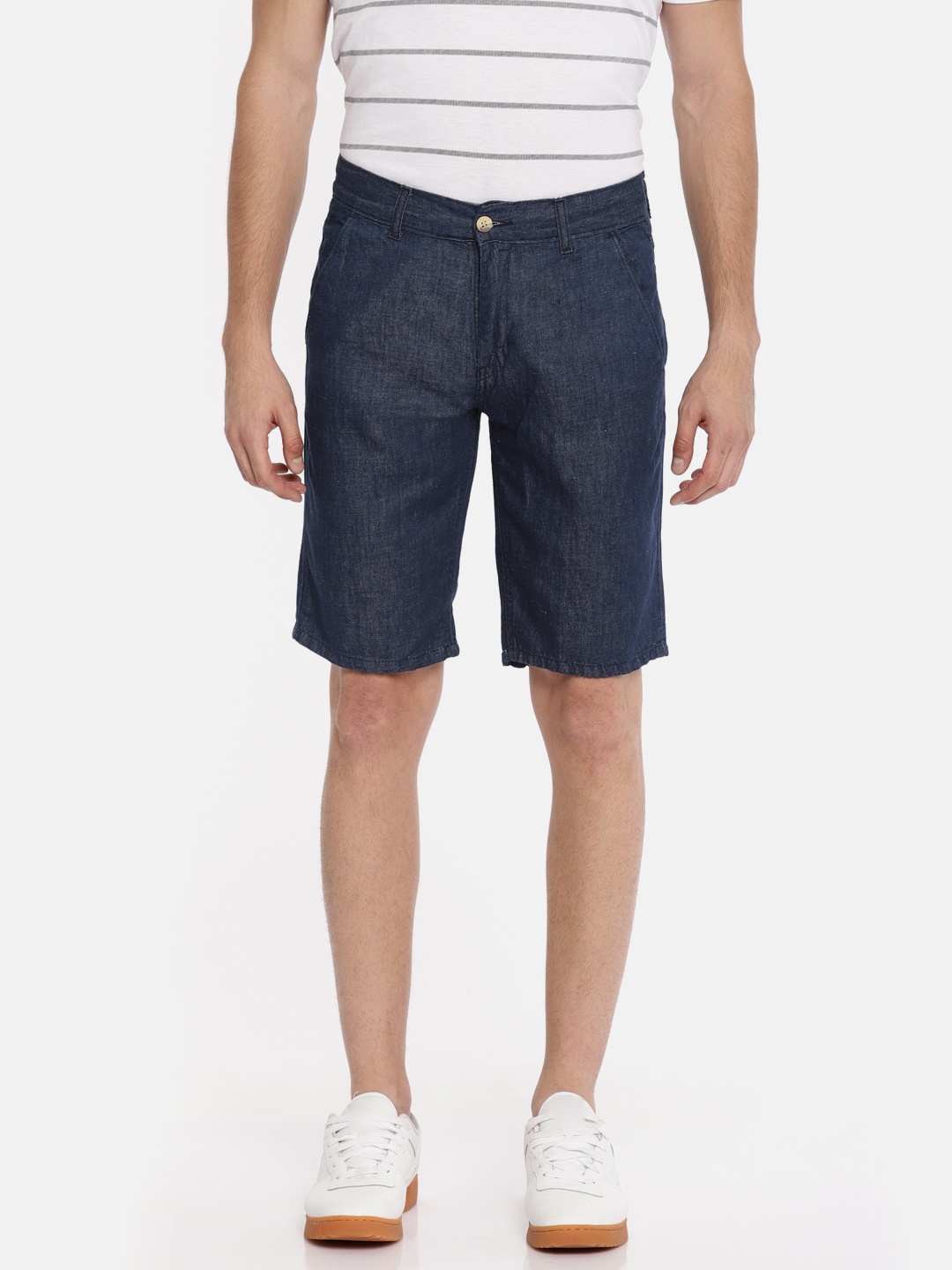 

American Crew Men Blue Solid Regular Fit Denim Shorts