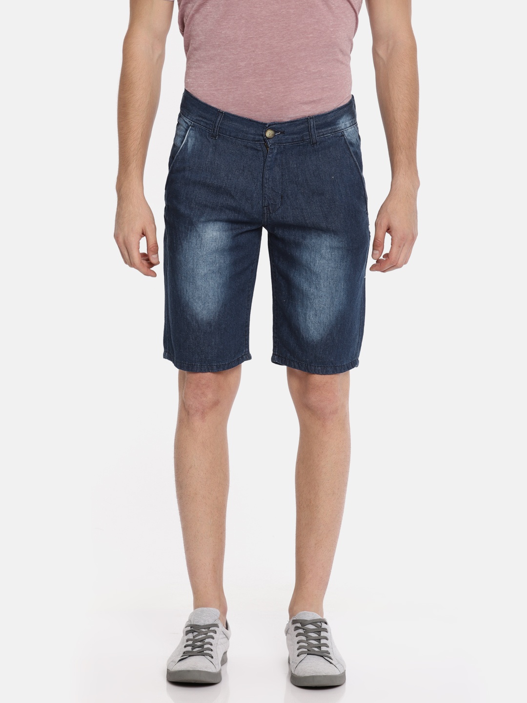 

American Crew Men Blue Washed Regular Fit Denim Shorts