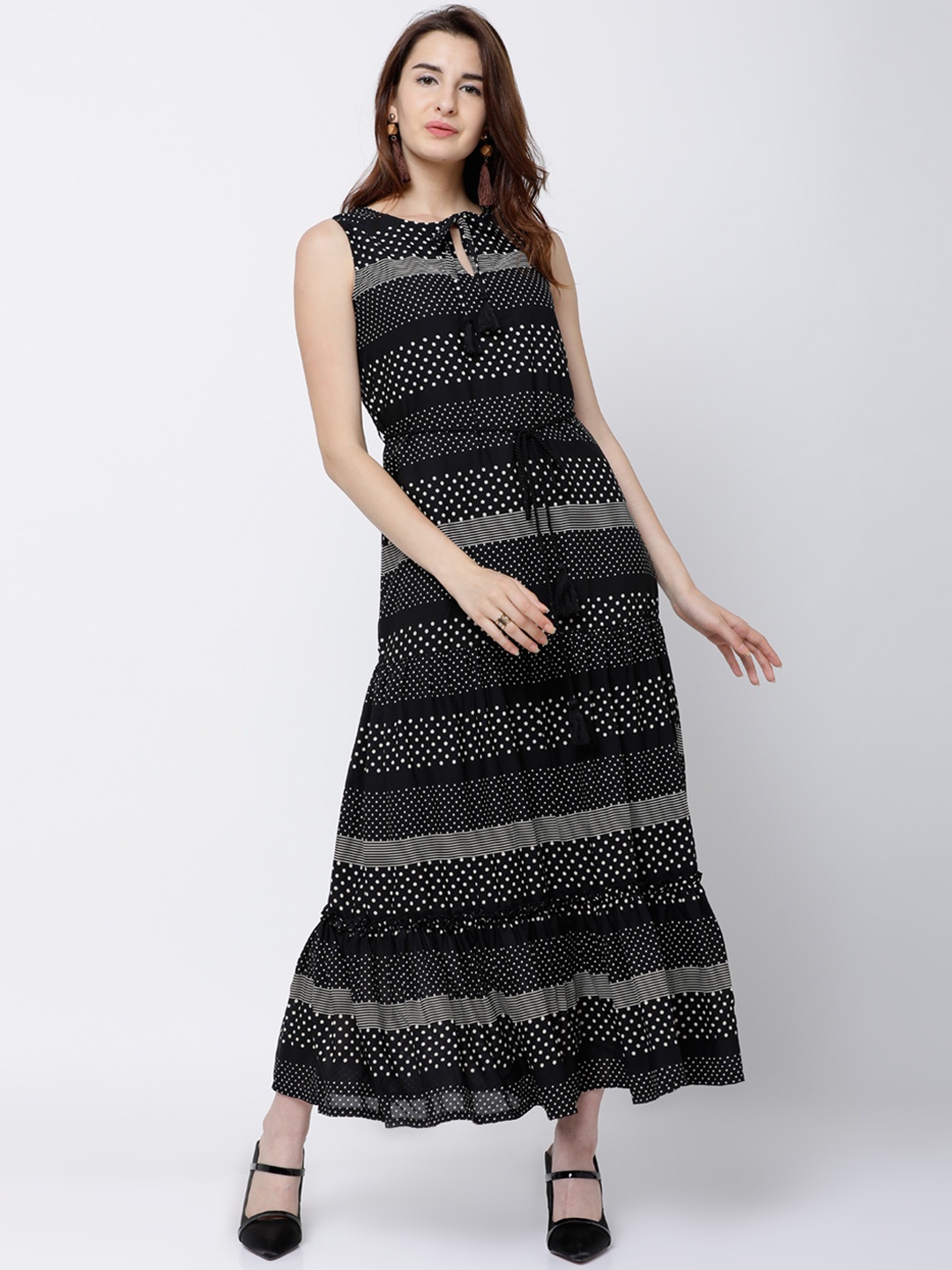 

Tokyo Talkies Women Black Printed Maxi Dress