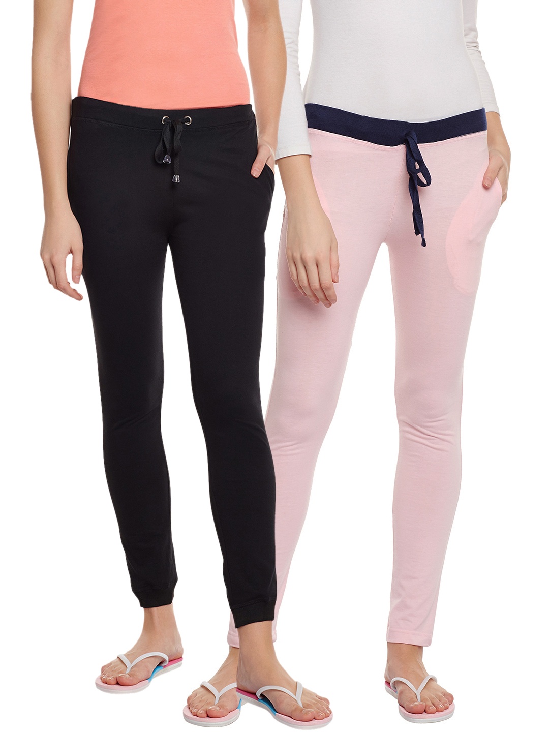 

VIMAL JONNEY Women Pack of 2 Lounge Pants F6PINK-F4BLACK-02, Pink