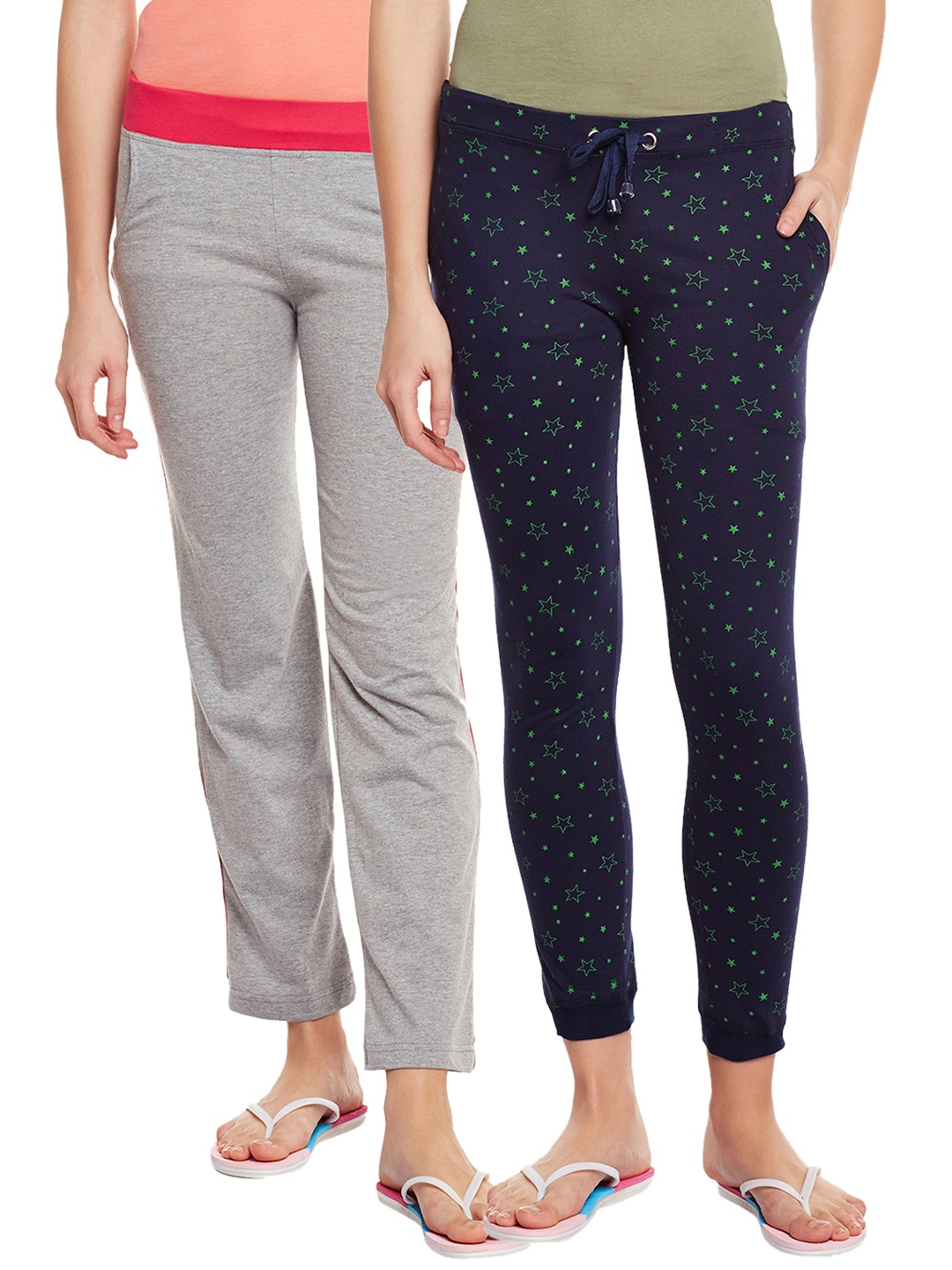 

VIMAL JONNEY Women Pack Of 2 Lounge Pants F4PRNTNVY_F3MLNG, Navy blue