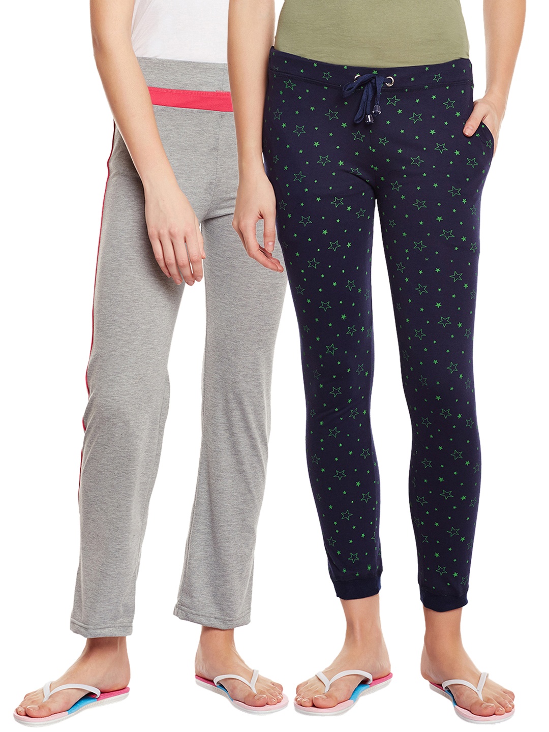 

VIMAL JONNEY Women Pack Of 2 Lounge Pants F4PRNTNVY_F2MLNG, Navy blue