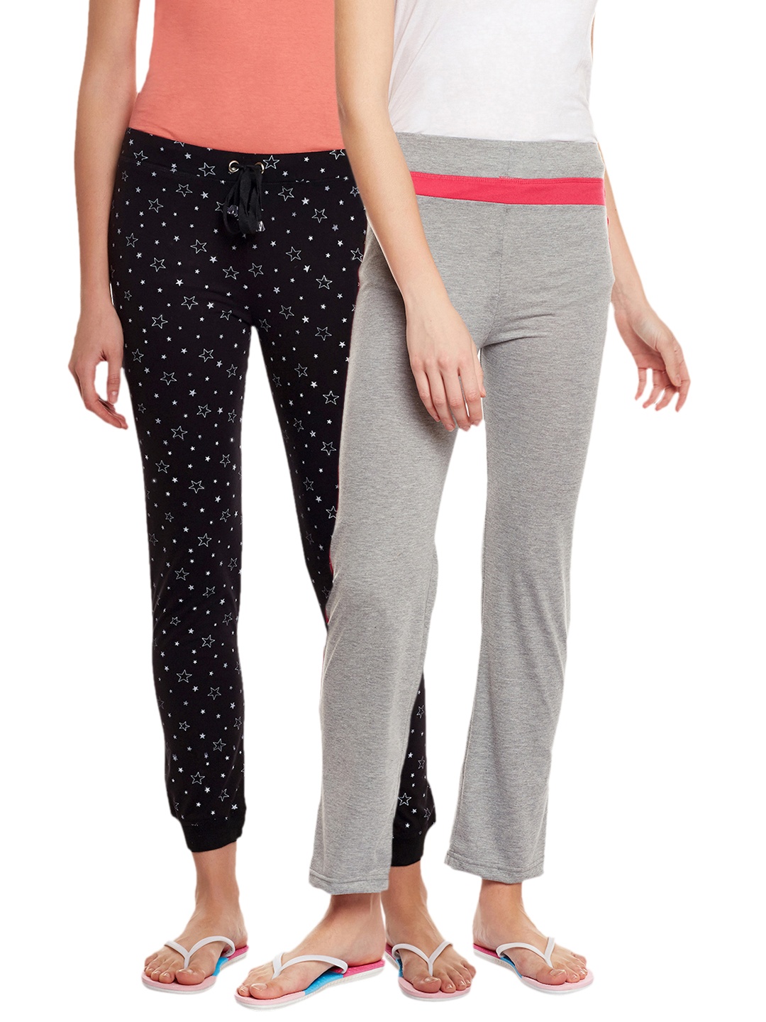 

VIMAL JONNEY Women Pack Of 2 Lounge Pants F4PRNTBLK_F2MLNG, Black