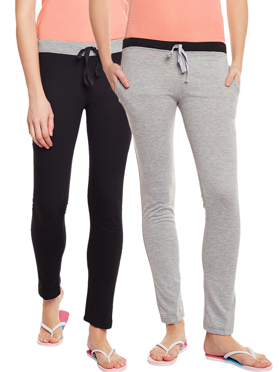 

VIMAL JONNEY Women Pack of 2 Solid Lounge Pants F6BLACK-F6MLNG-02, Black