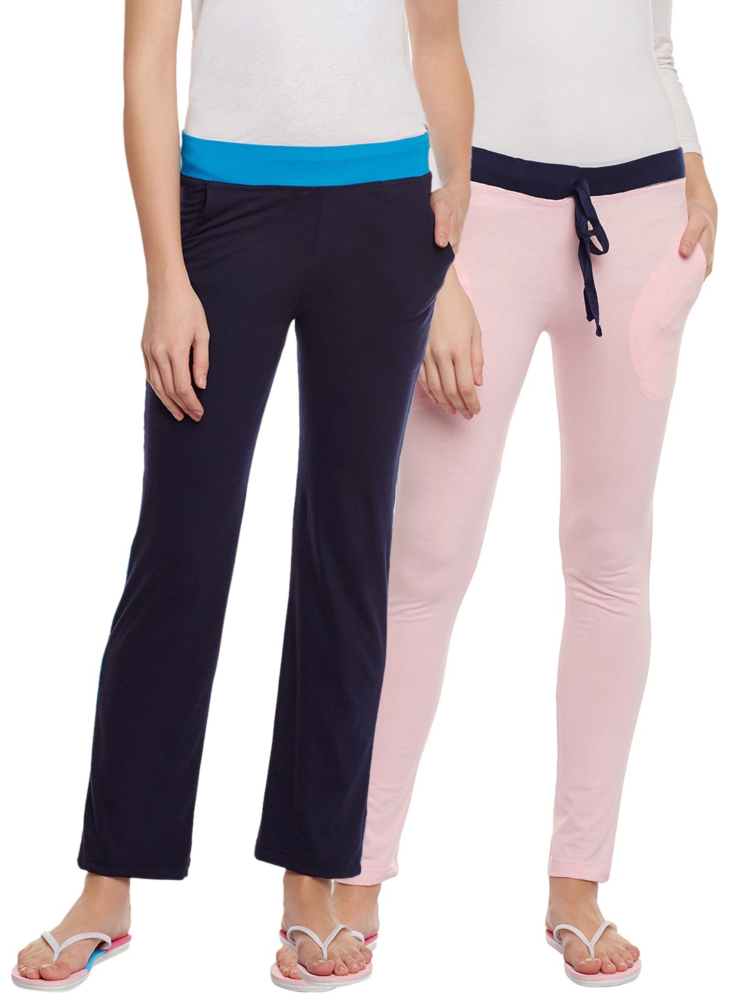 

VIMAL JONNEY Women Pack of 2 Lounge Pants F6PINK-F3NAVY-02, Pink