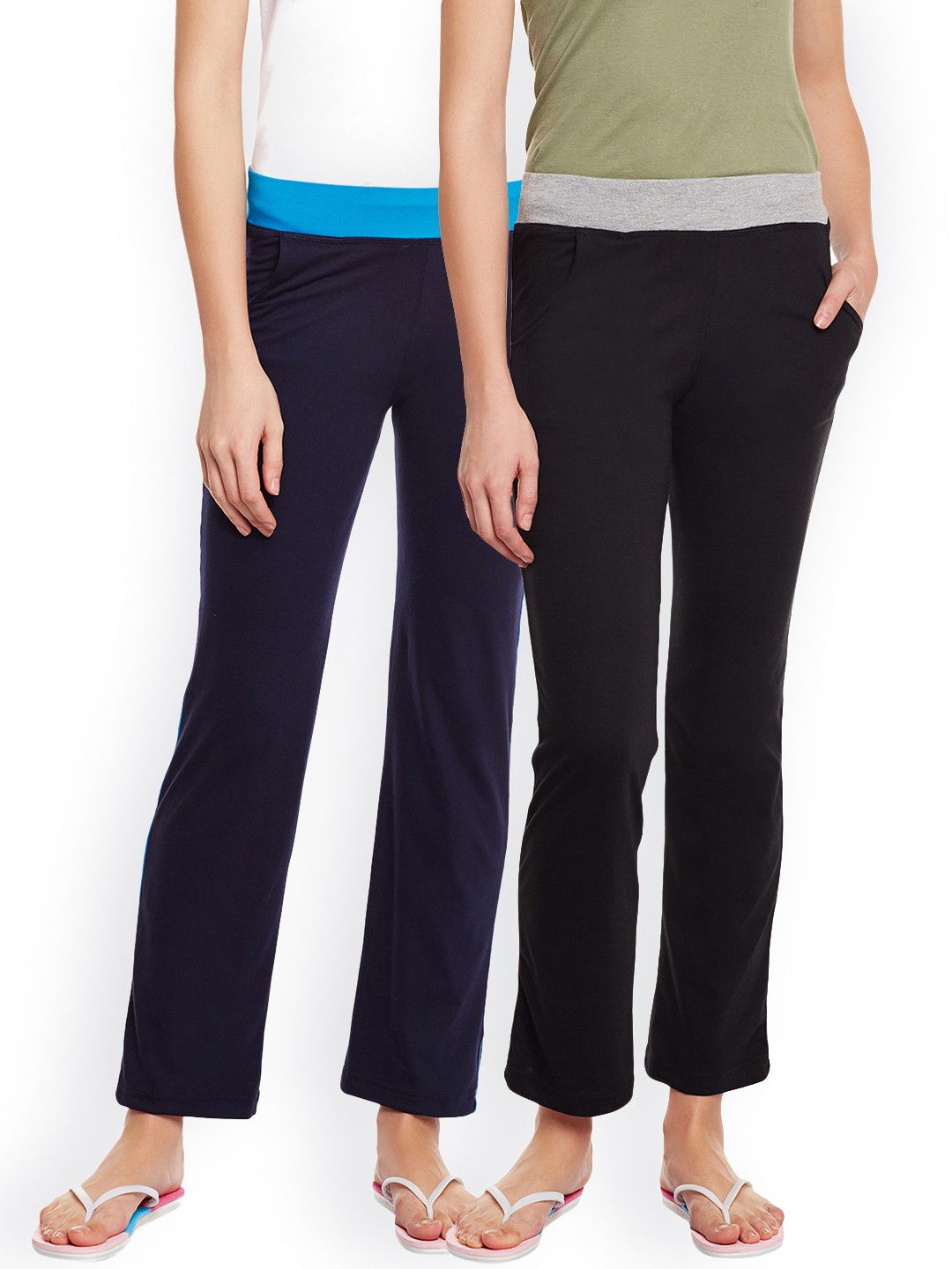 

VIMAL JONNEY Women Navy Blue & Black Solid Pack of 2 Lounge Pants F3NAVY-F3BLACK-02
