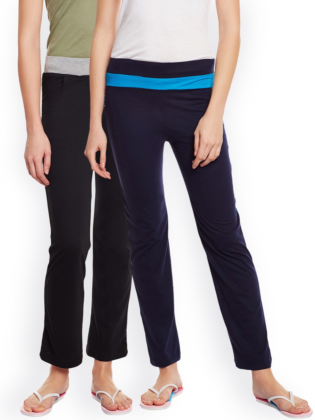

VIMAL JONNEY Women Navy Blue & Black Solid Pack of 2 Lounge Pants F2NAVY-F3BLACK-02