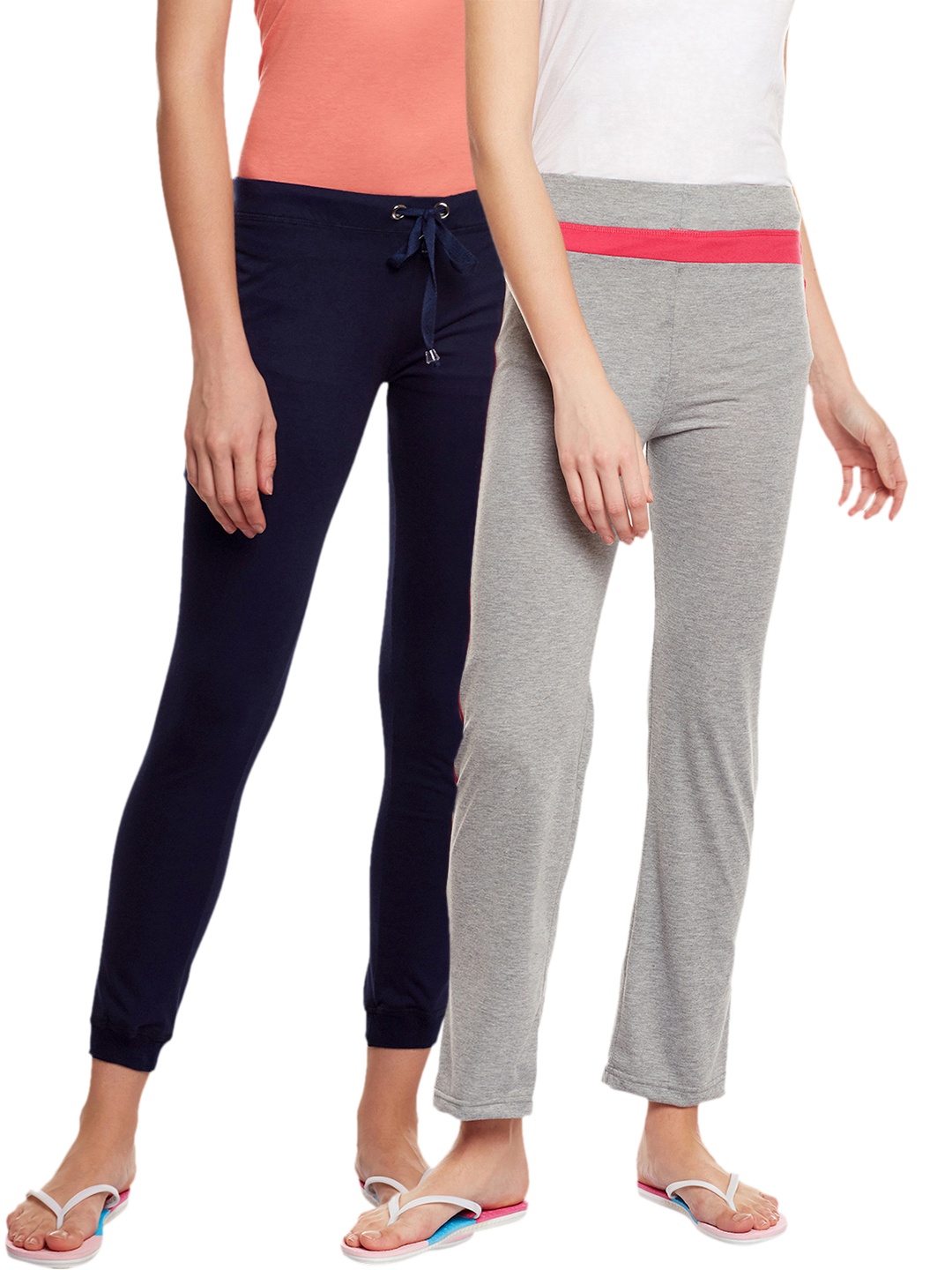 

VIMAL JONNEY Women Set of 2 Solid Lounge Pants F4NVY_F2MLNG, Navy blue