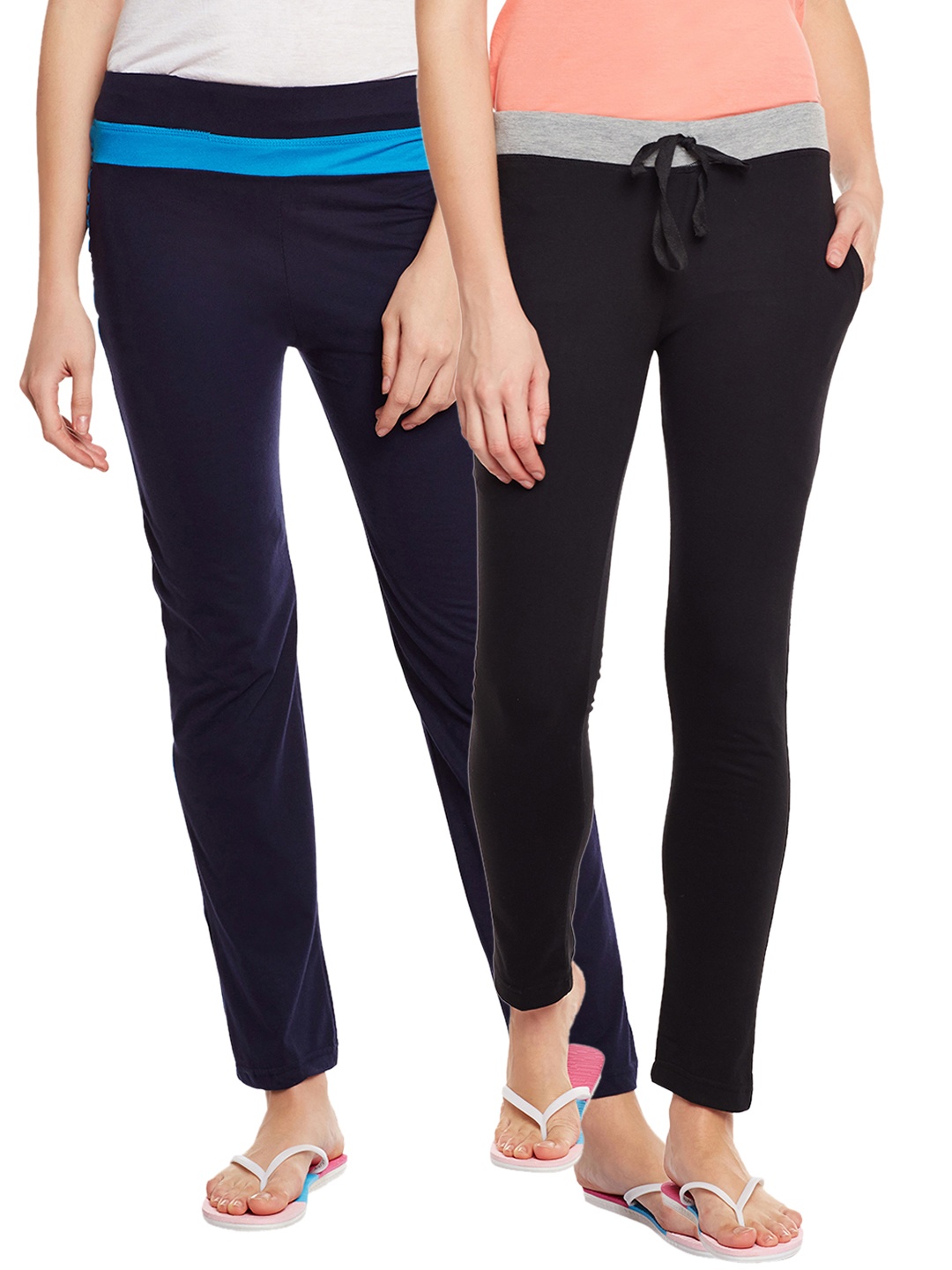 

VIMAL JONNEY Women Pack Of 2 Solid Lounge Pants F6BLACK-F2NAVY, Black