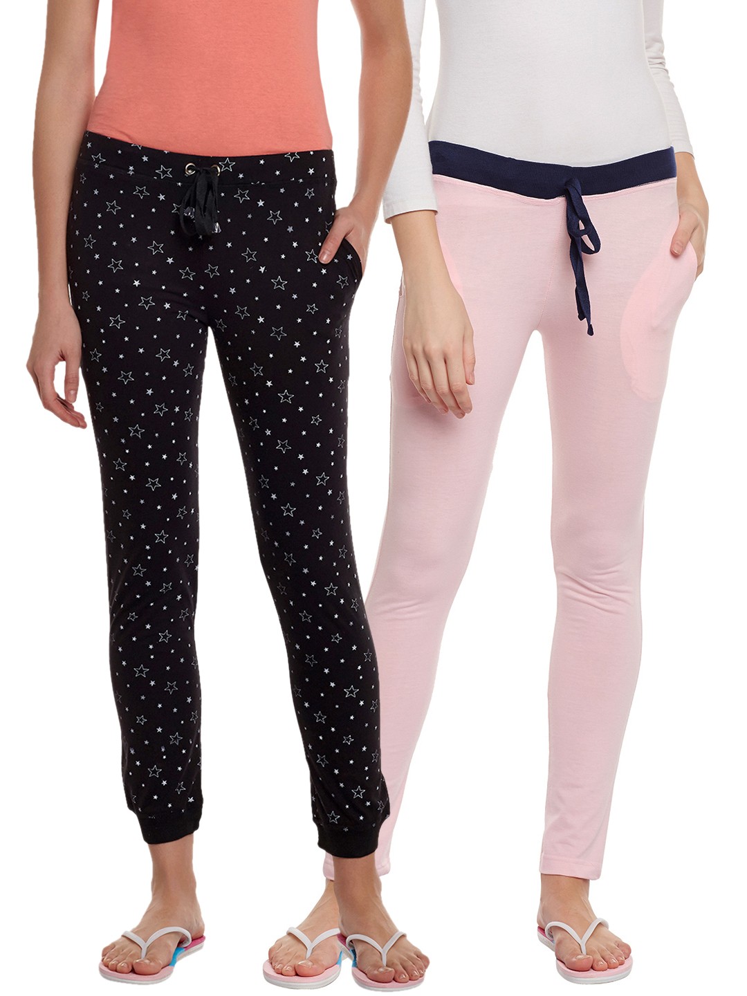 

VIMAL JONNEY Women Pack of 2 Lounge Pants F6PINK-F4PRTB-02, Pink