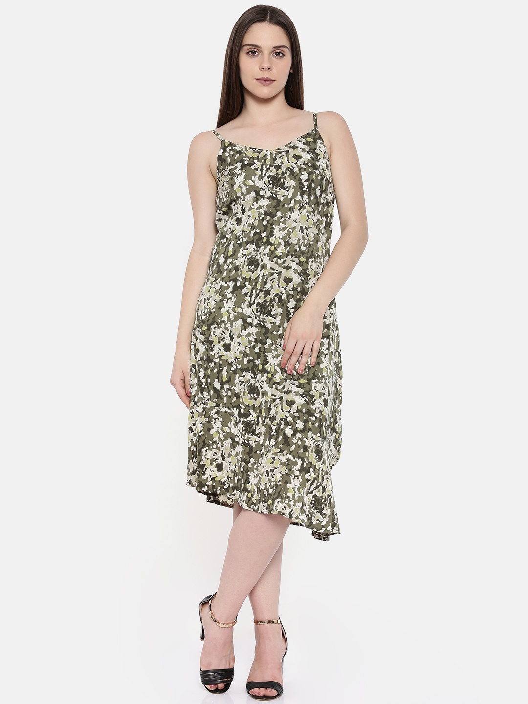 

Vero Moda Women Green Printed A-Line Dress