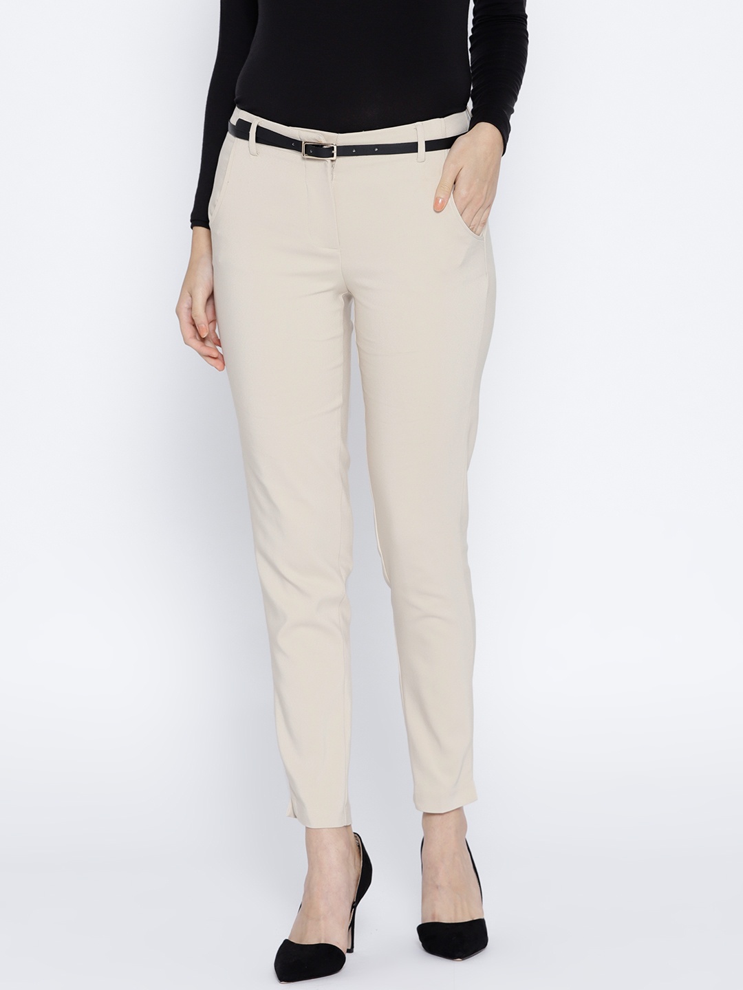 

Vero Moda Women Beige Regular Fit Solid Formal Trousers