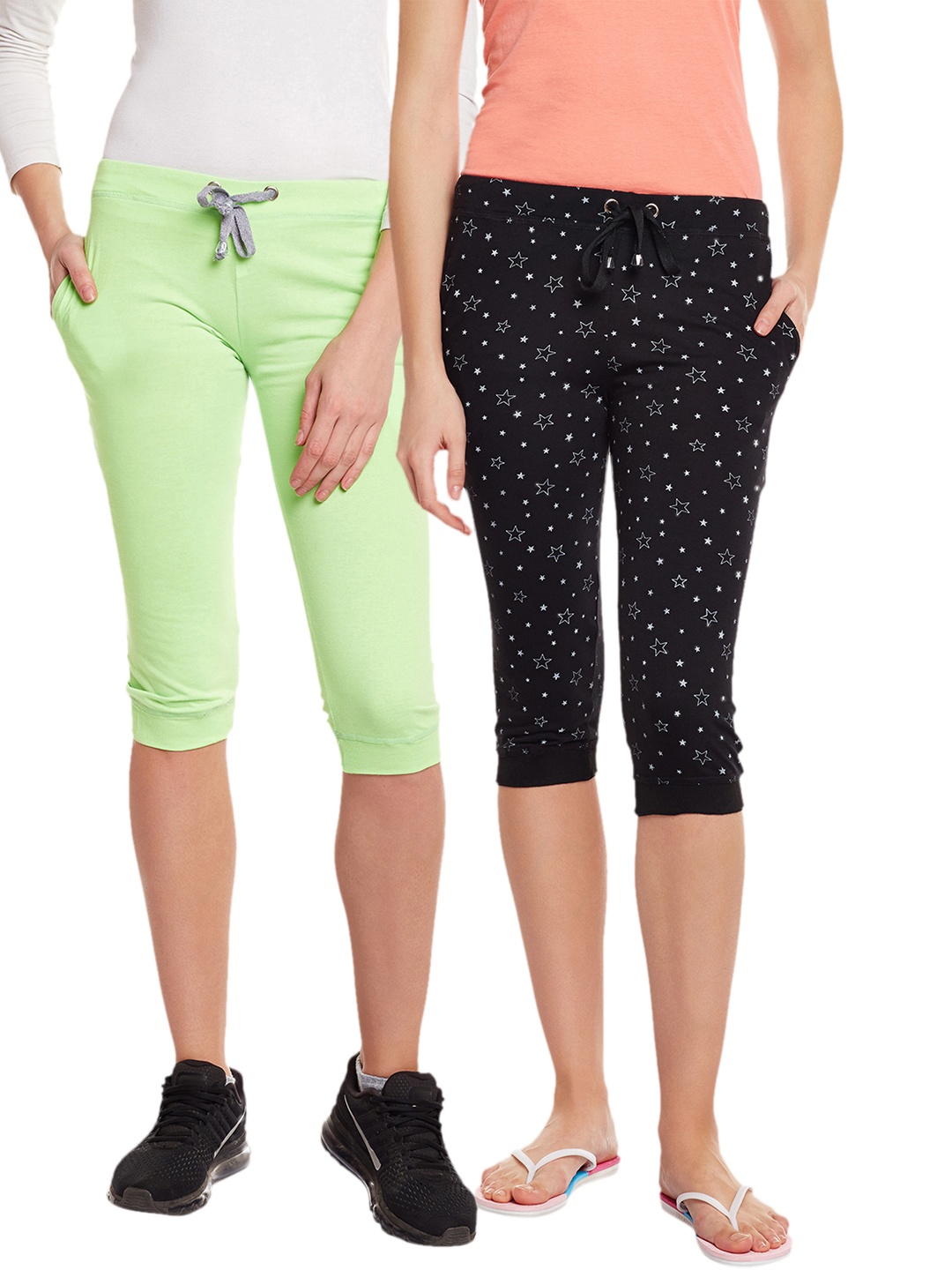 

MACK JONNEY Women Black & Green Lounge Shorts F1GREEN-F1PRTB-02-