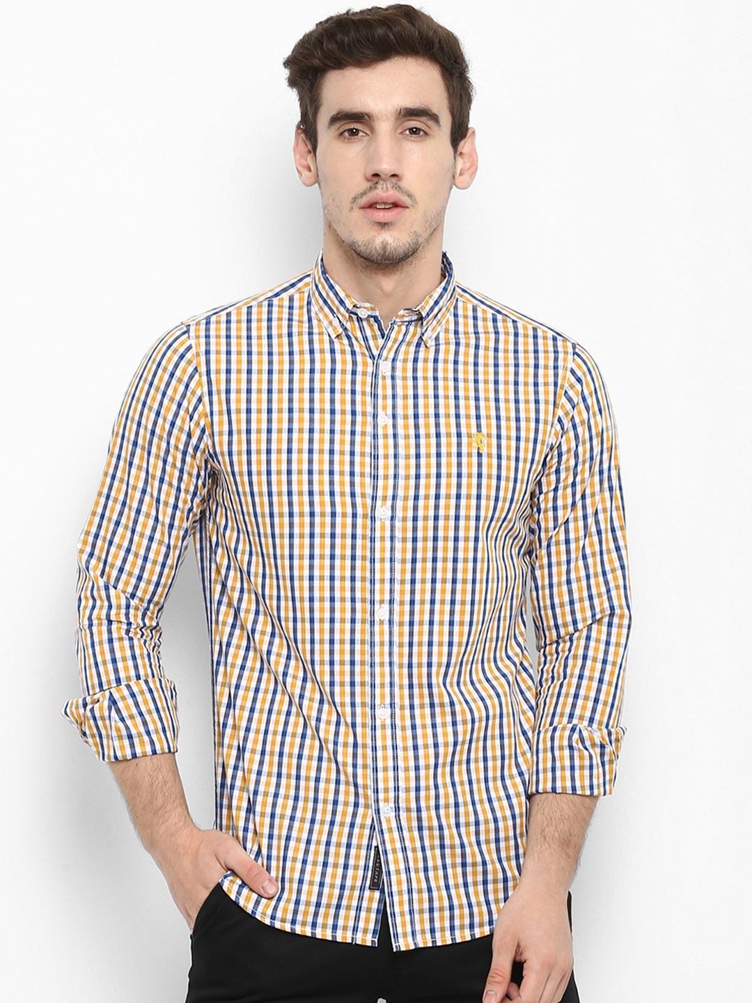 

Red Tape Men Yellow & White Regular Fit Checked Casual Shirt