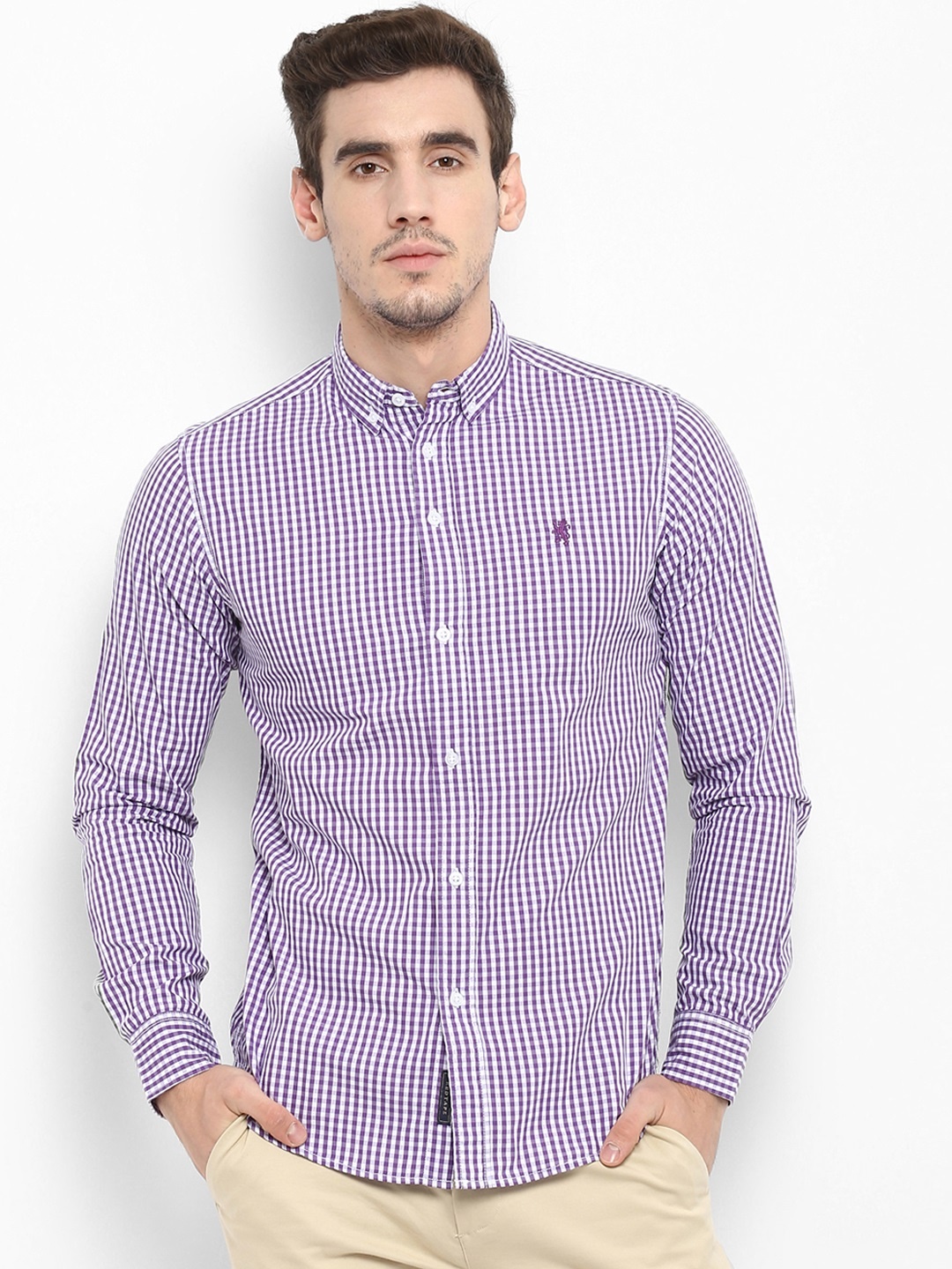 

Red Tape Men Purple & White Regular Fit Checked Casual Shirt