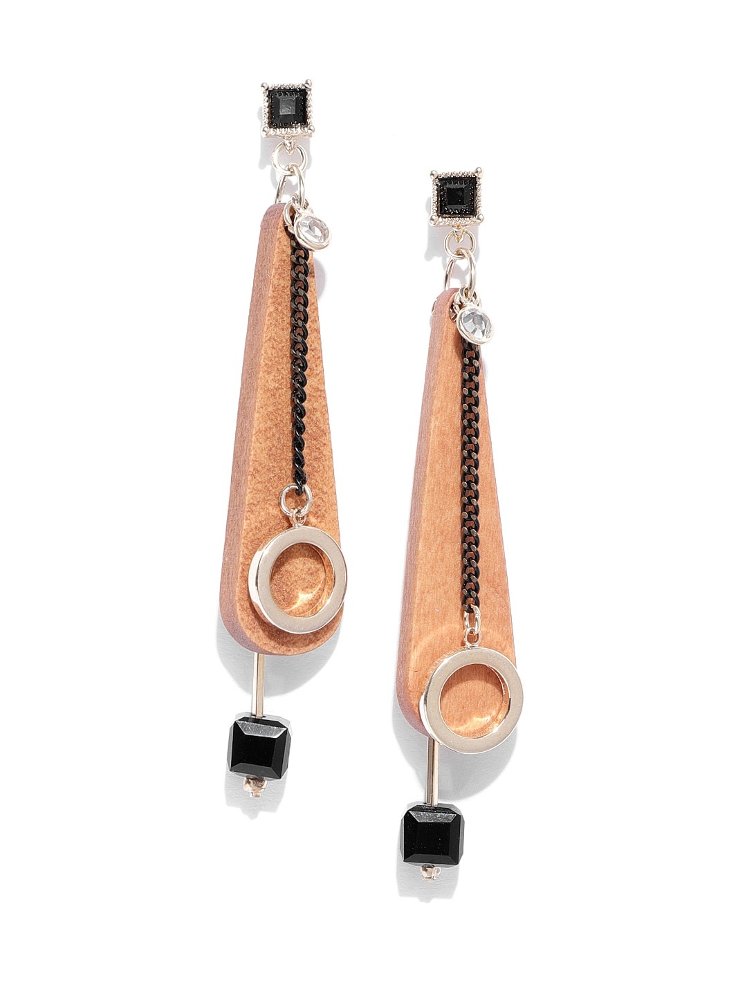

E2O Brown & Gold-Toned Contemporary Drop Earrings