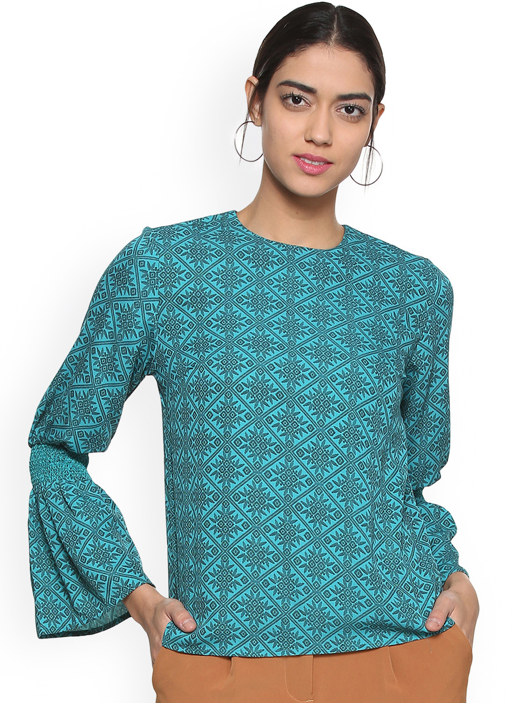 

Allen Solly Woman Blue Printed Top