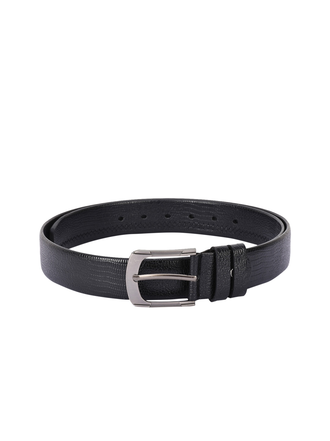 

BuckleUp Men Black Textured Leather Belt